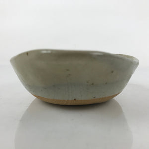 Japanese Ceramic Bowl Kobachi Vtg Nabe Side Dish Teardrop Beige Gray PY897