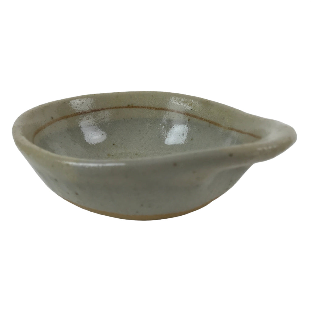 Japanese Ceramic Bowl Kobachi Vtg Nabe Side Dish Teardrop Beige Gray PY901