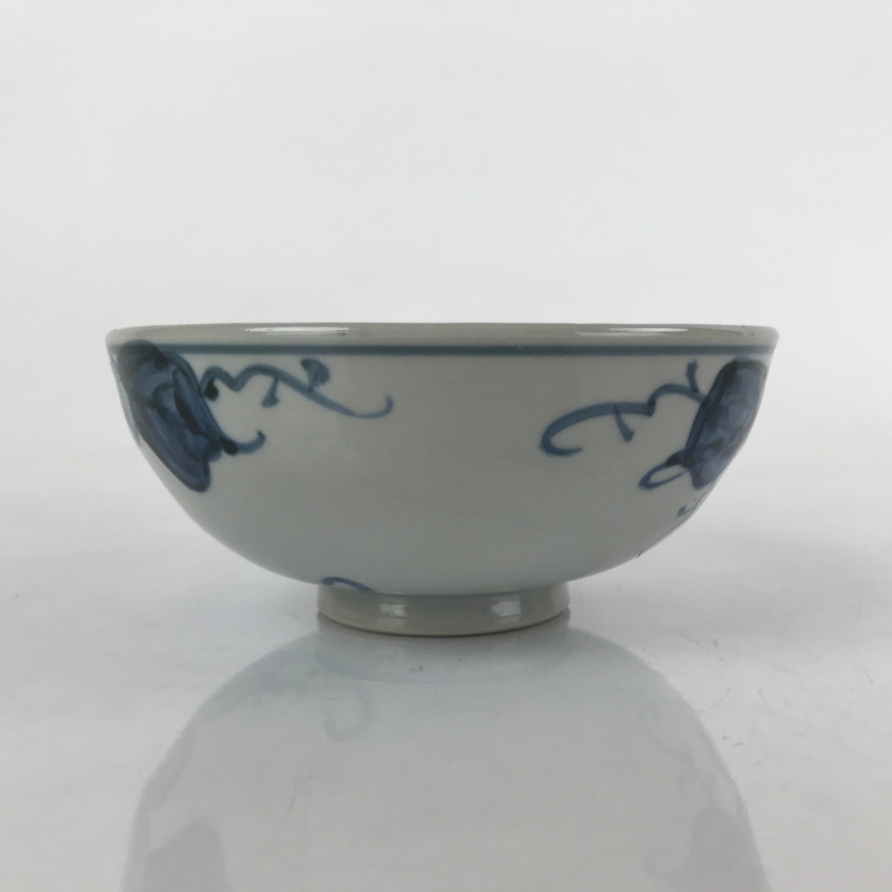 Japanese Ceramic Bowl Kobachi Vtg Side Dish Blue Gray Grapes Design PY904