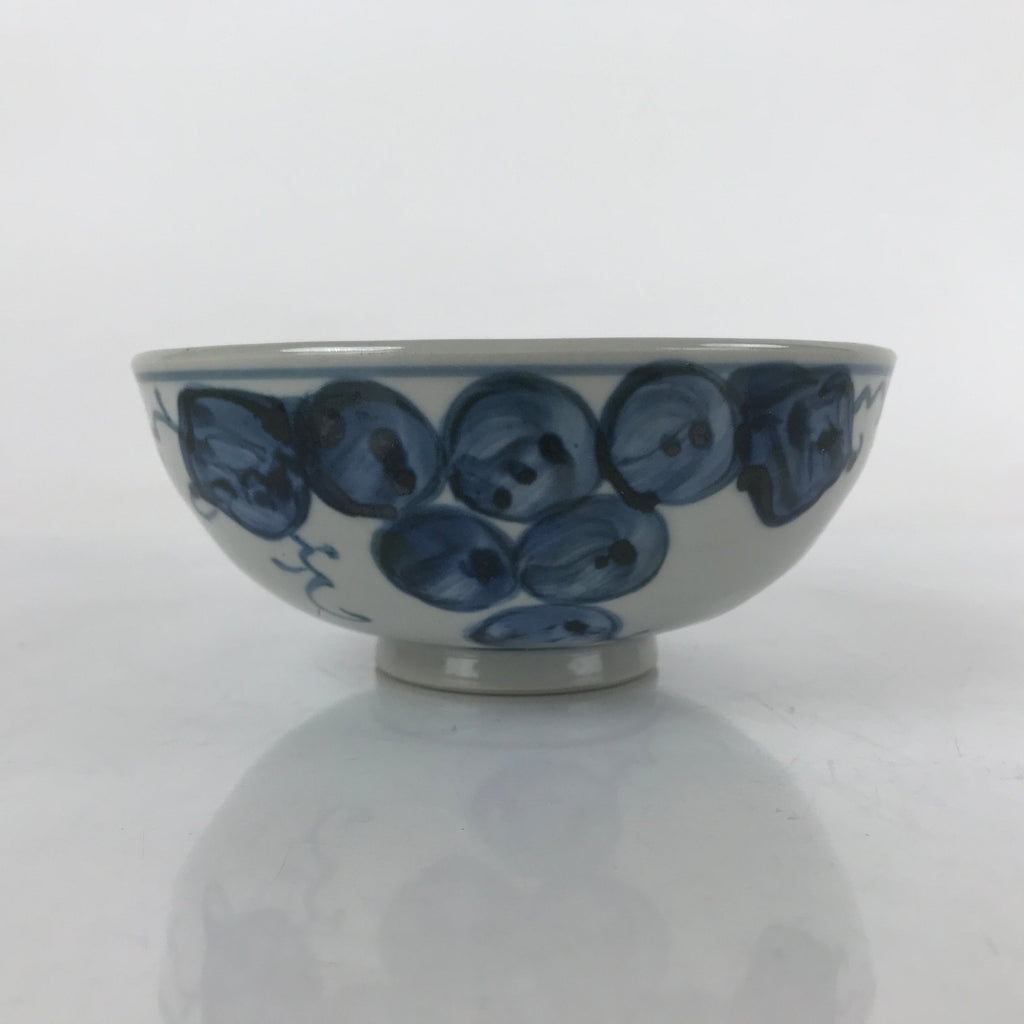 Japanese Ceramic Bowl Kobachi Vtg Side Dish Blue Gray Grapes Design PY904