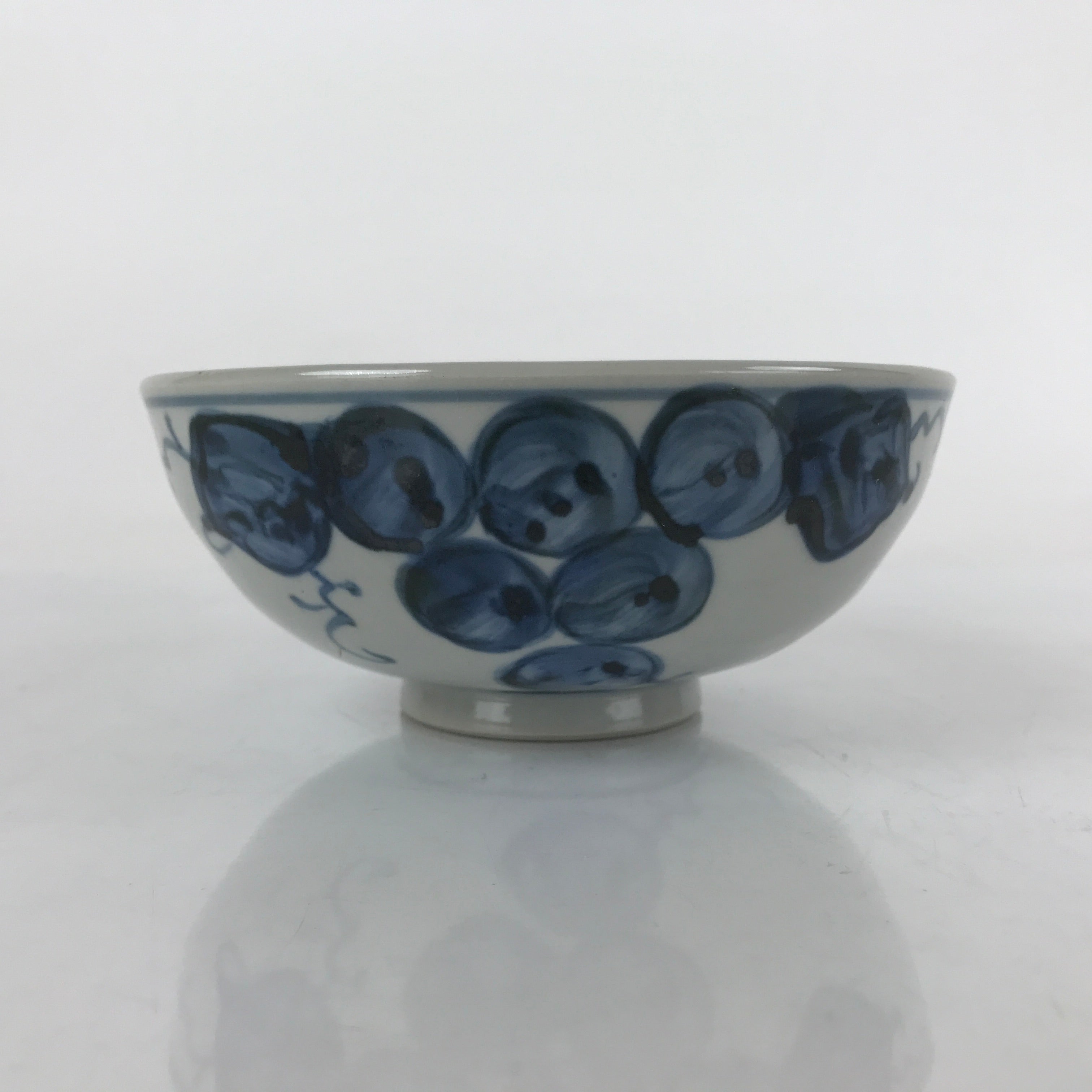 Japanese Ceramic Bowl Kobachi Vtg Side Dish Blue Gray Grapes Design PY904
