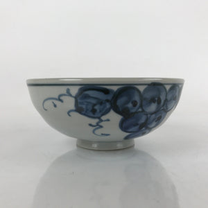 Japanese Ceramic Bowl Kobachi Vtg Side Dish Blue Gray Grapes Design PY905