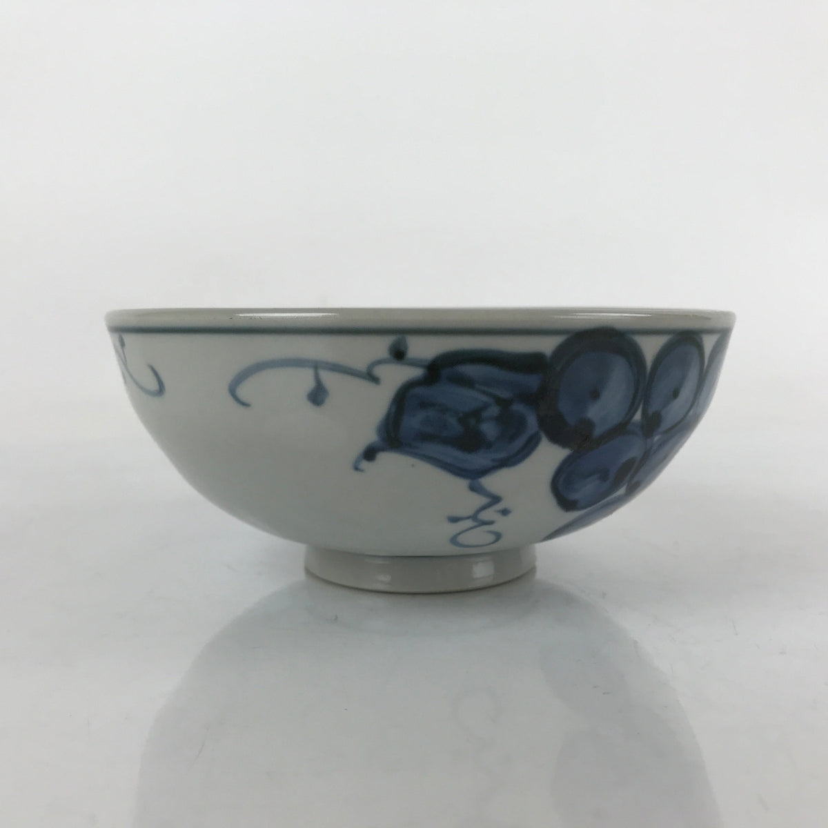 Japanese Ceramic Bowl Kobachi Vtg Side Dish Blue Gray Grapes Design PY906