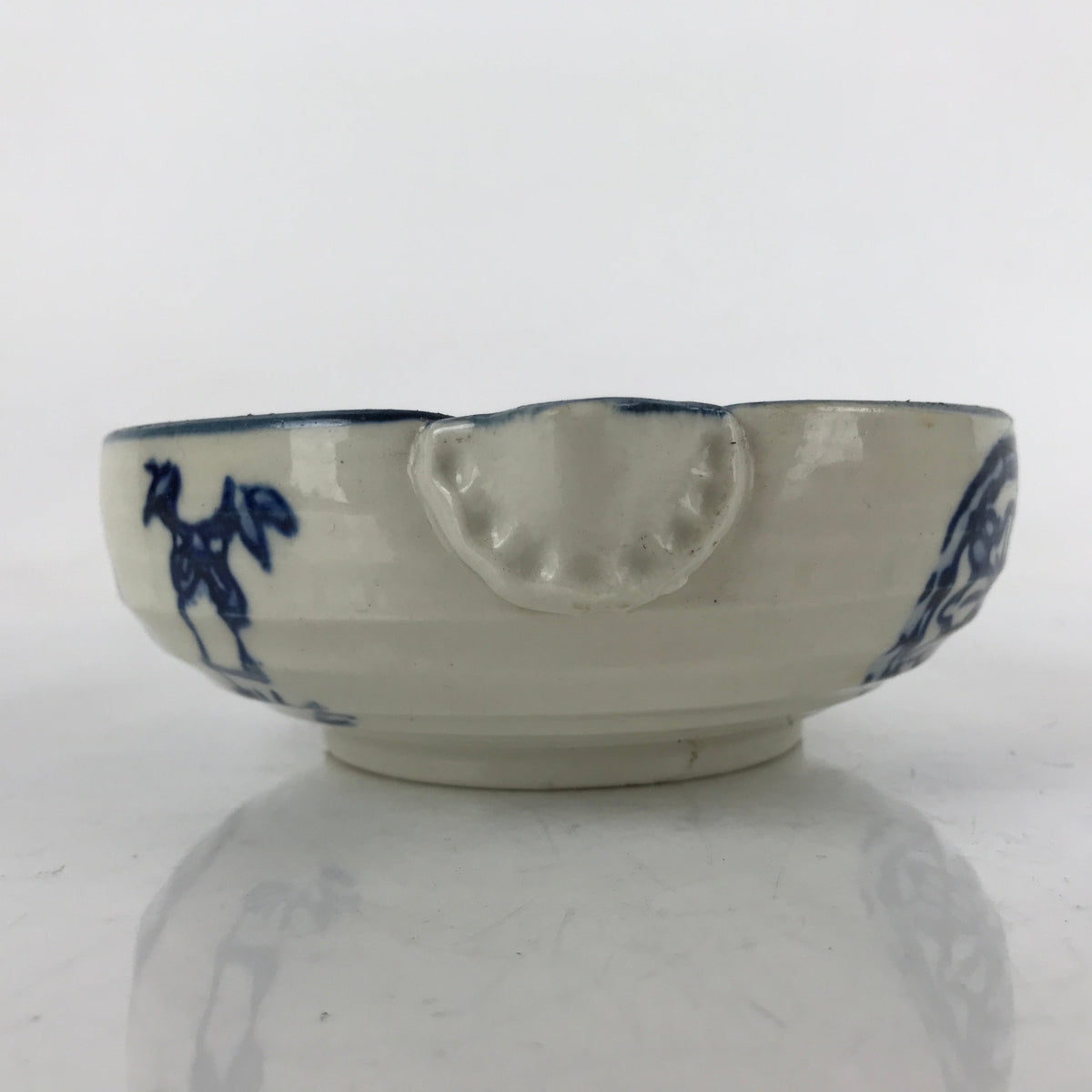 Japanese Ceramic Bowl Kobachi Vtg Side Dish Katakuchi Blue White Floral PY921