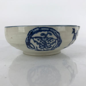 Japanese Ceramic Bowl Kobachi Vtg Side Dish Katakuchi Blue White Floral PY921