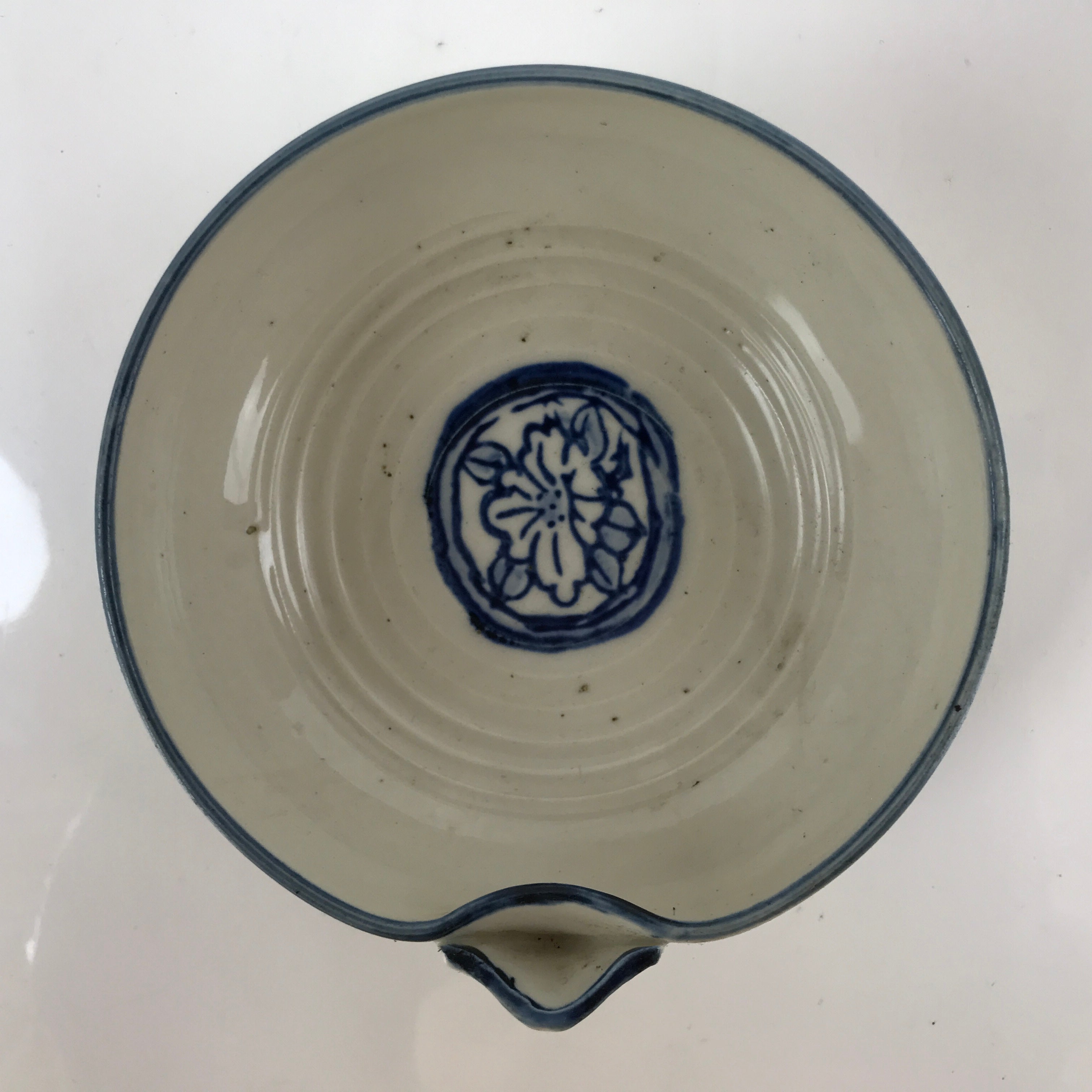 Japanese Ceramic Bowl Kobachi Vtg Side Dish Katakuchi Blue White Floral PY921