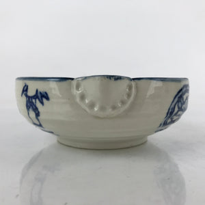 Japanese Ceramic Bowl Kobachi Vtg Side Dish Katakuchi Blue White Floral PY922