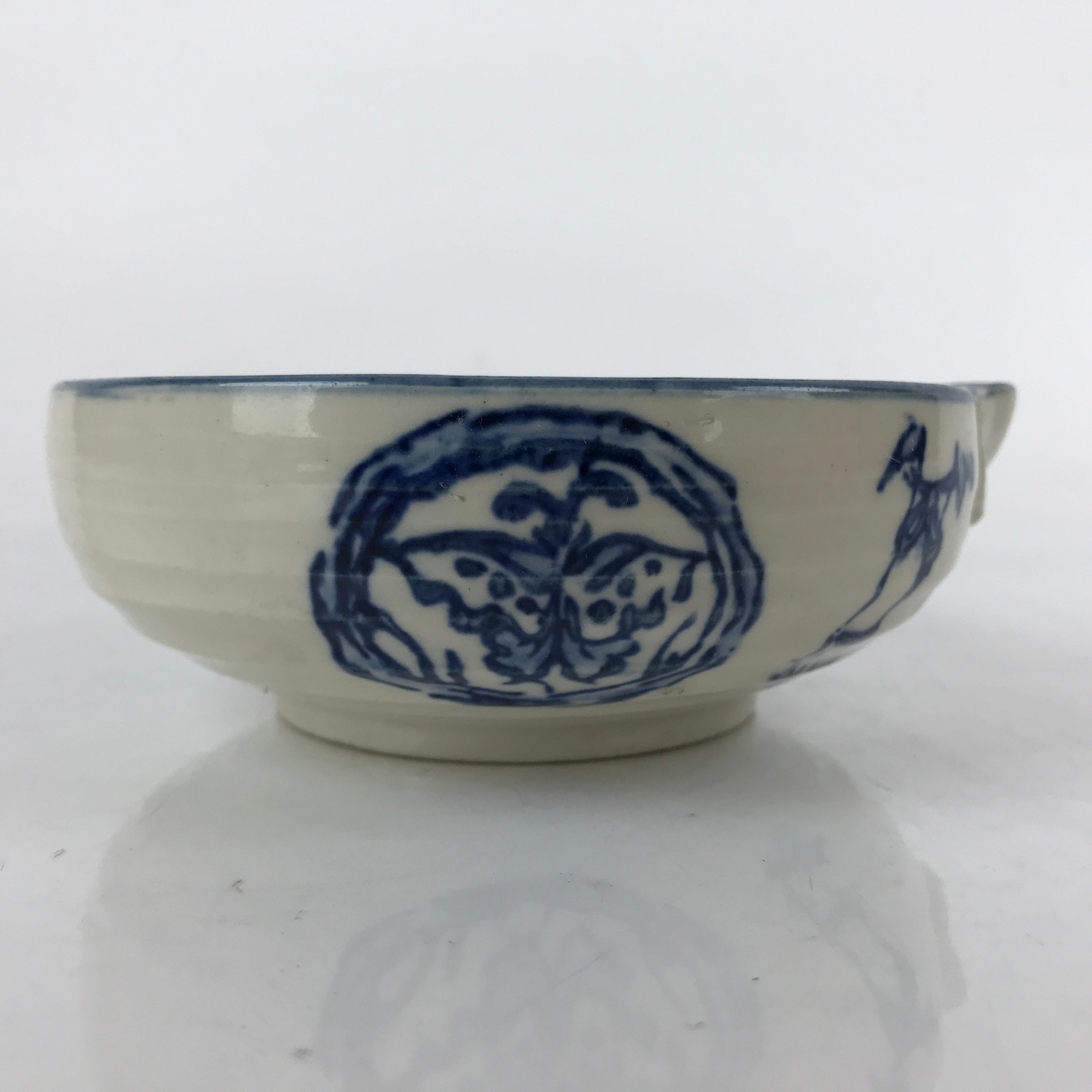 Japanese Ceramic Bowl Kobachi Vtg Side Dish Katakuchi Blue White Floral PY922