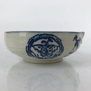 Japanese Ceramic Bowl Kobachi Vtg Side Dish Katakuchi Blue White Floral PY922