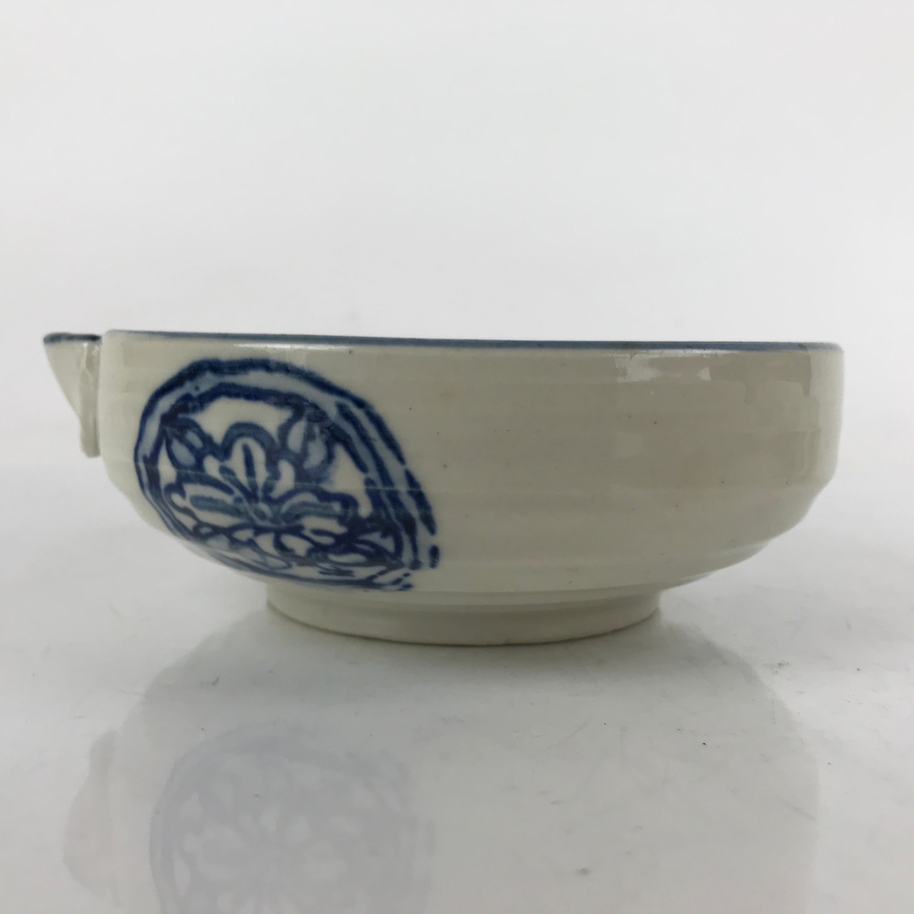 Japanese Ceramic Bowl Kobachi Vtg Side Dish Katakuchi Blue White Floral PY923