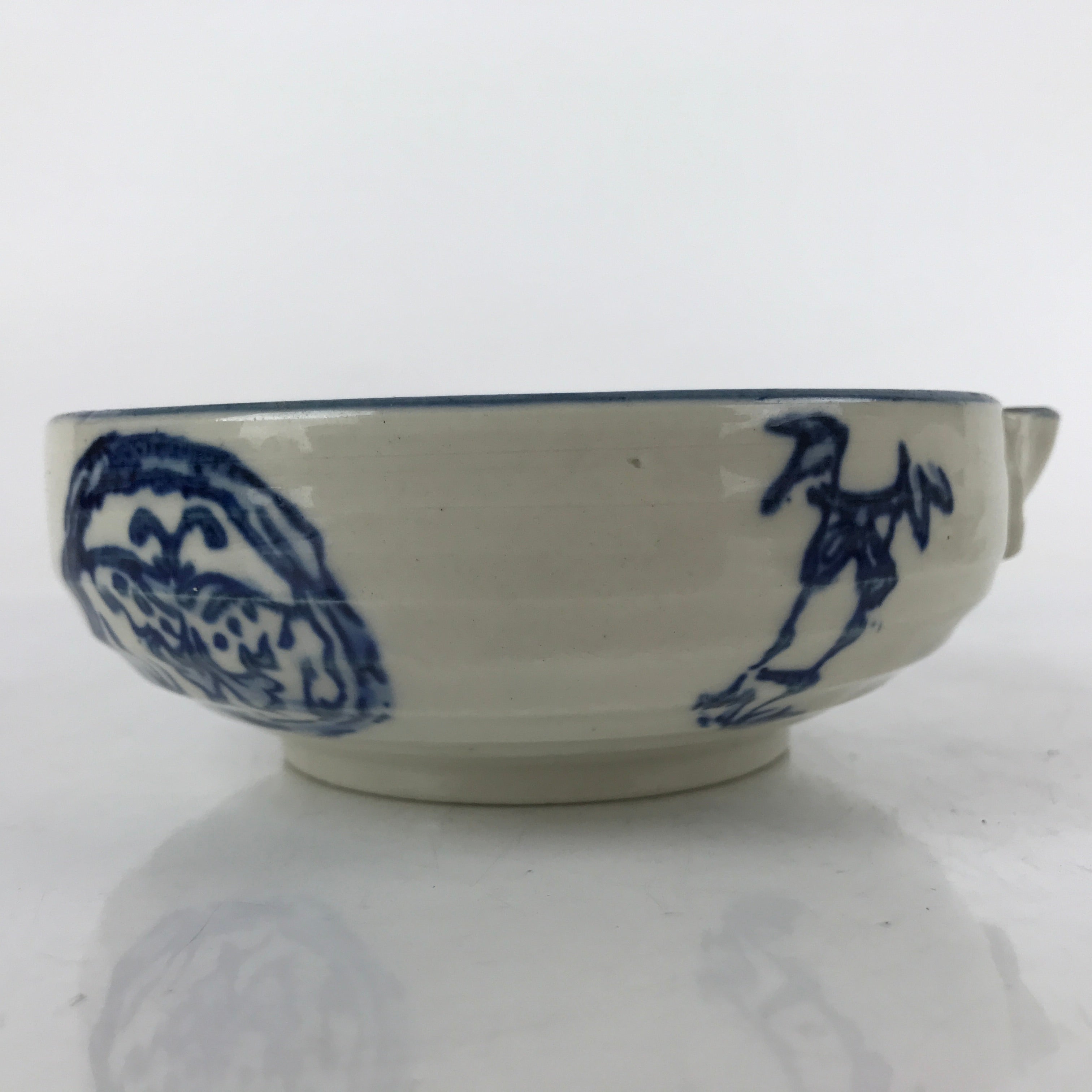 Japanese Ceramic Bowl Kobachi Vtg Side Dish Katakuchi Blue White Floral PY923