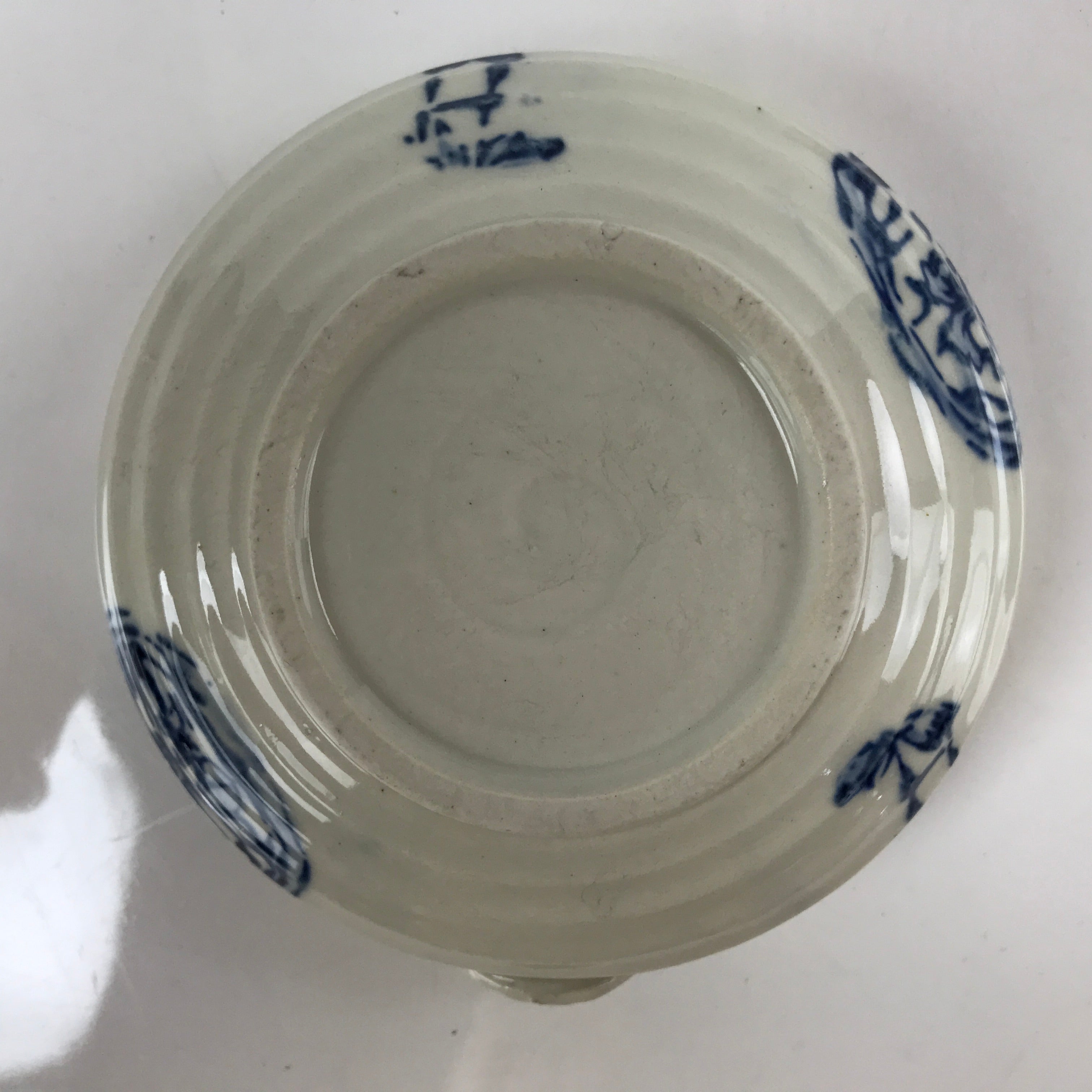 Japanese Ceramic Bowl Kobachi Vtg Side Dish Katakuchi Blue White Floral PY923