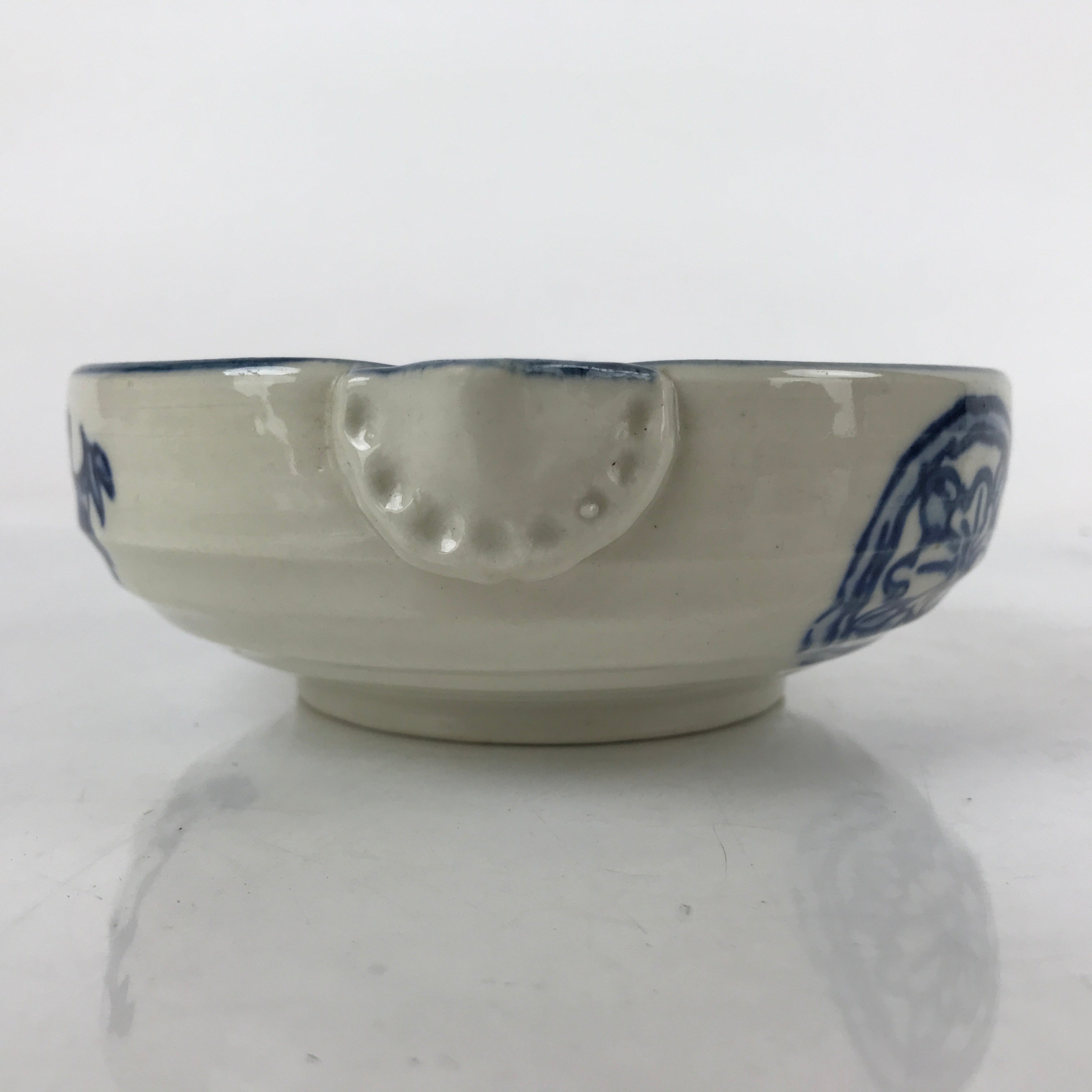 Japanese Ceramic Bowl Kobachi Vtg Side Dish Katakuchi Blue White Floral PY924