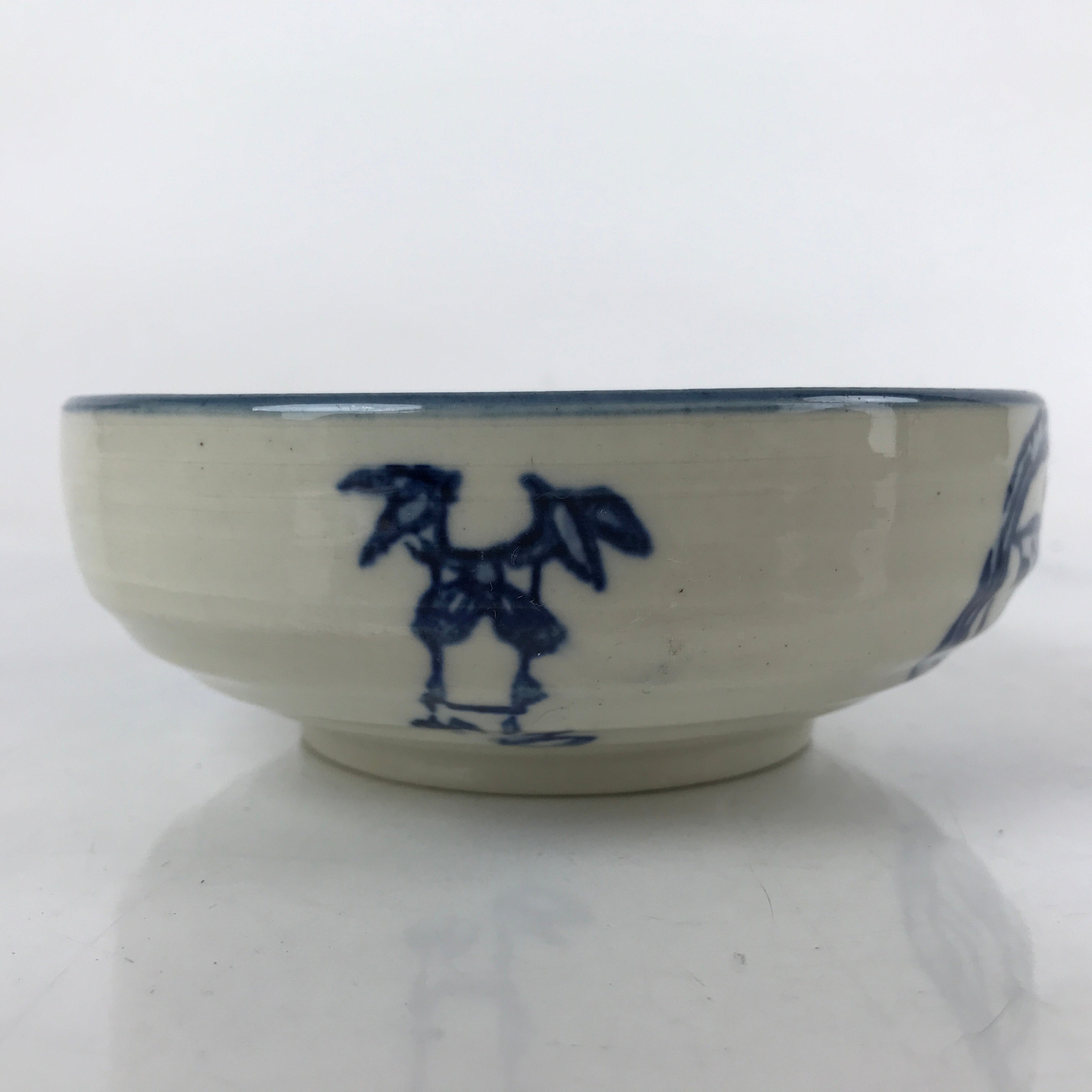 Japanese Ceramic Bowl Kobachi Vtg Side Dish Katakuchi Blue White Floral PY924