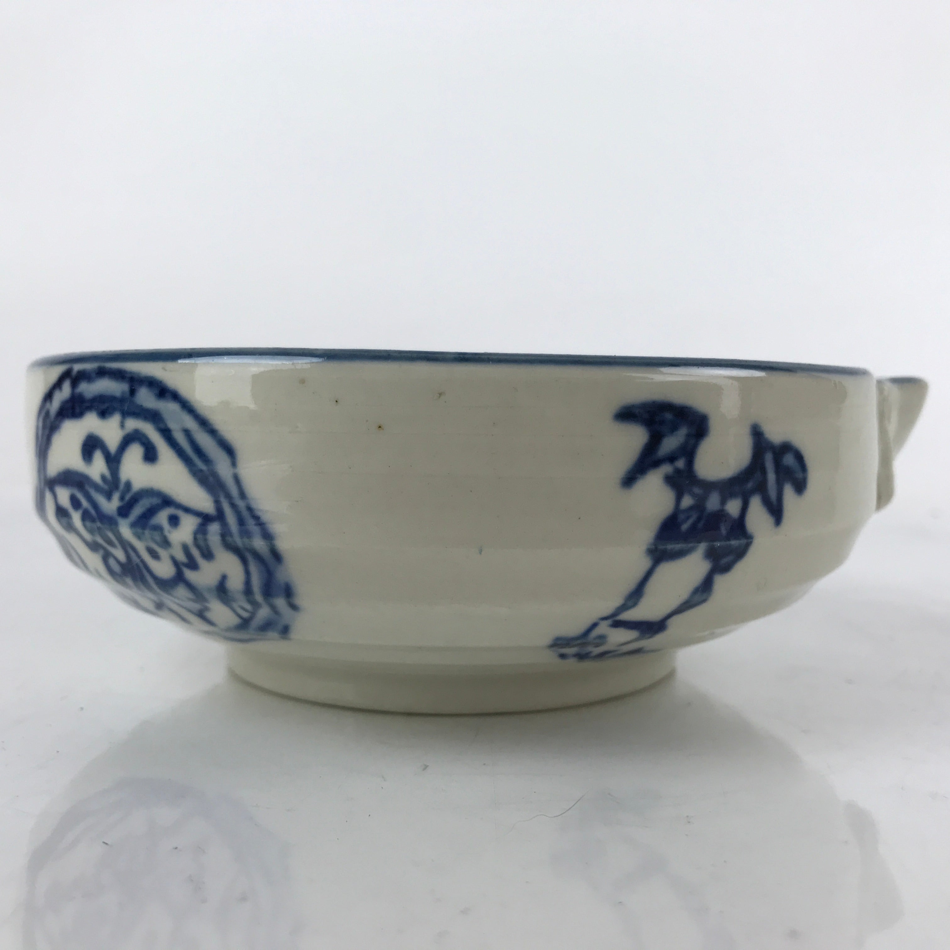 Japanese Ceramic Bowl Kobachi Vtg Side Dish Katakuchi Blue White Floral PY924