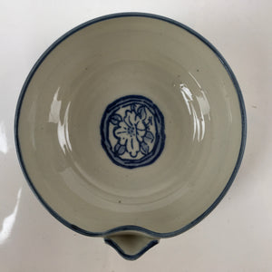 Japanese Ceramic Bowl Kobachi Vtg Side Dish Katakuchi Blue White Floral PY924