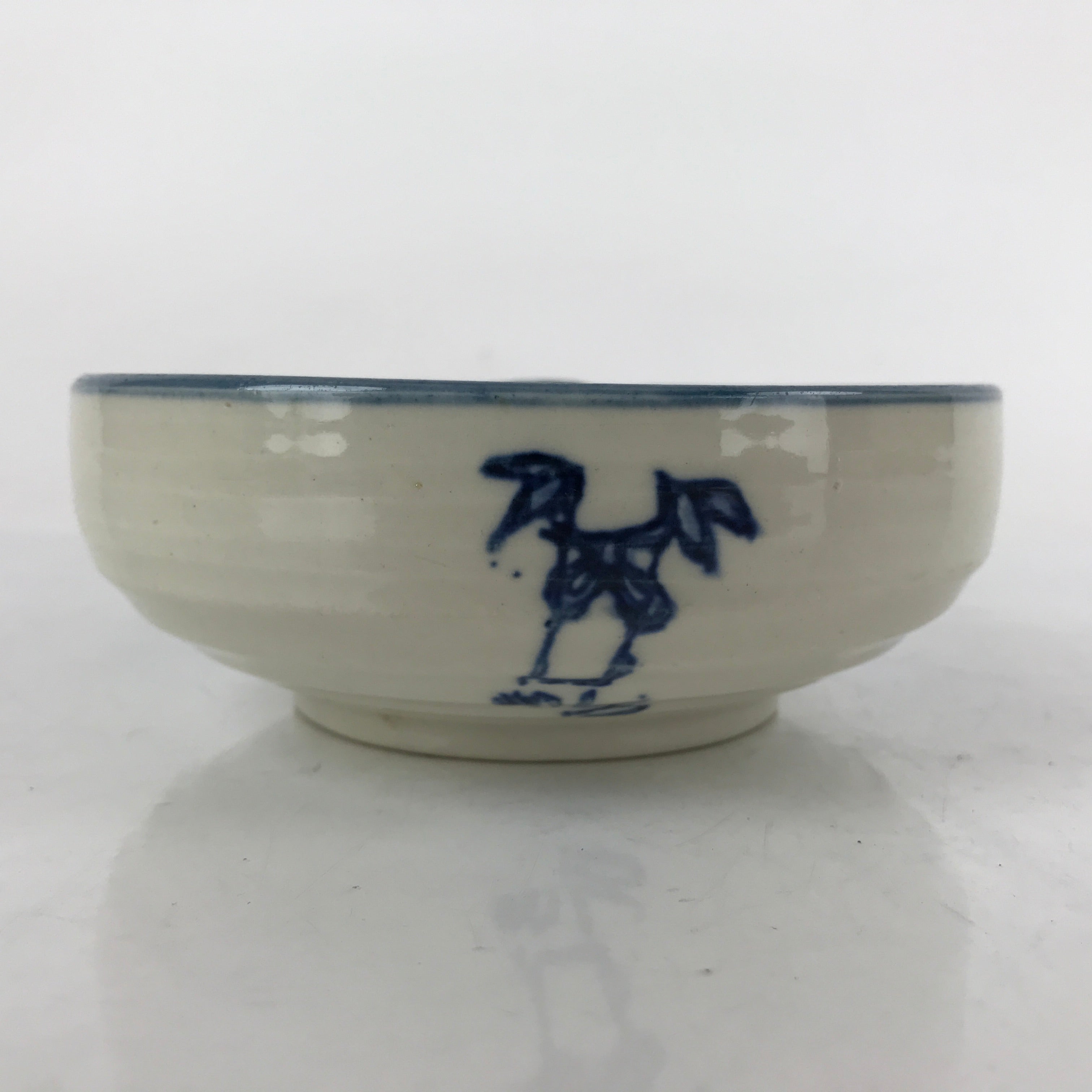 Japanese Ceramic Bowl Kobachi Vtg Side Dish Katakuchi Blue White Floral PY925