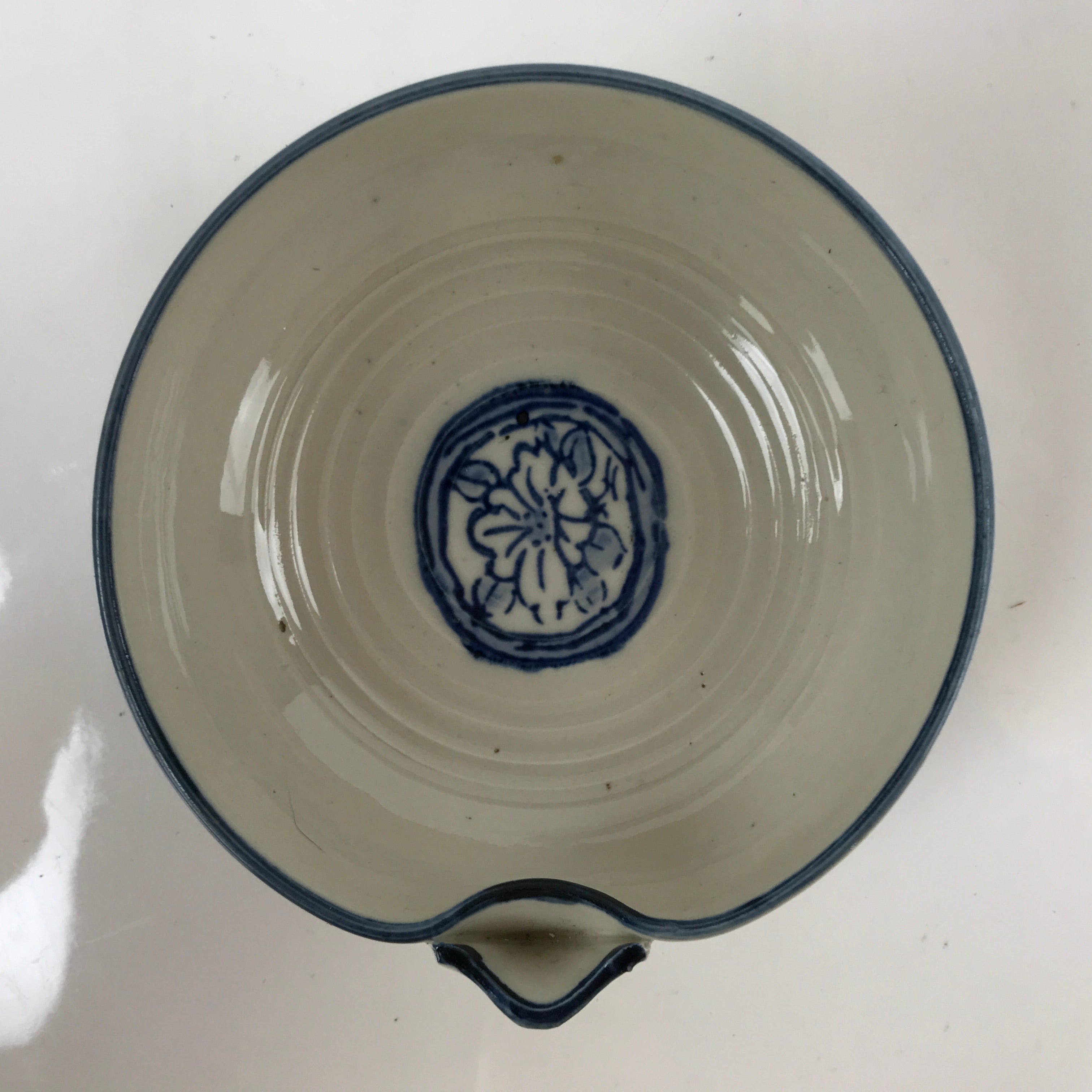 Japanese Ceramic Bowl Kobachi Vtg Side Dish Katakuchi Blue White Floral PY925