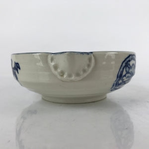 Japanese Ceramic Bowl Kobachi Vtg Side Dish Katakuchi Blue White Floral PY926