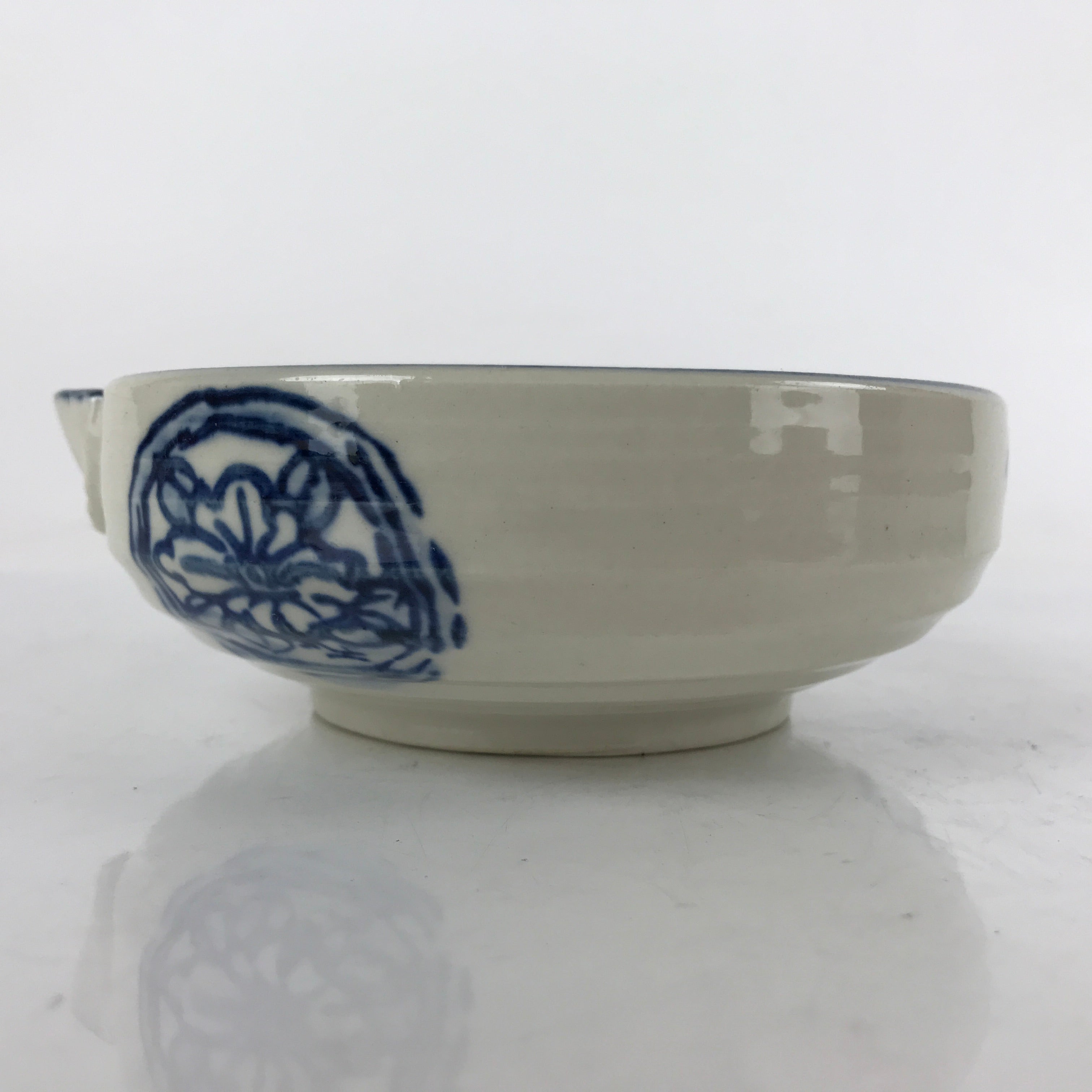 Japanese Ceramic Bowl Kobachi Vtg Side Dish Katakuchi Blue White Floral PY926