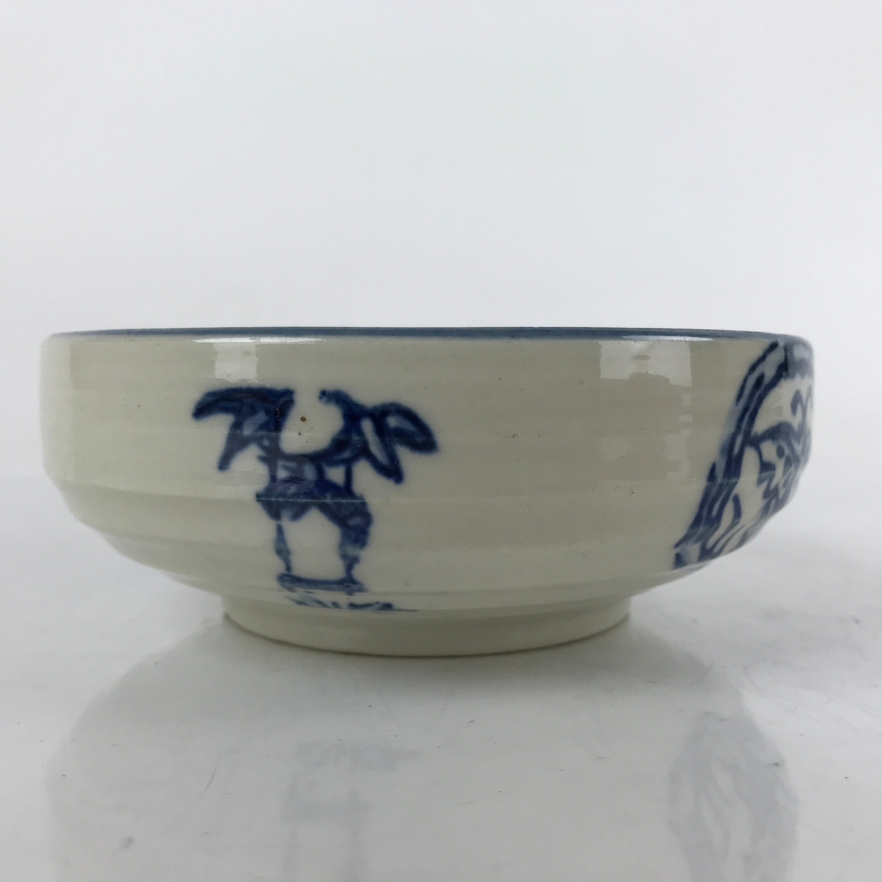 Japanese Ceramic Bowl Kobachi Vtg Side Dish Katakuchi Blue White Floral PY926