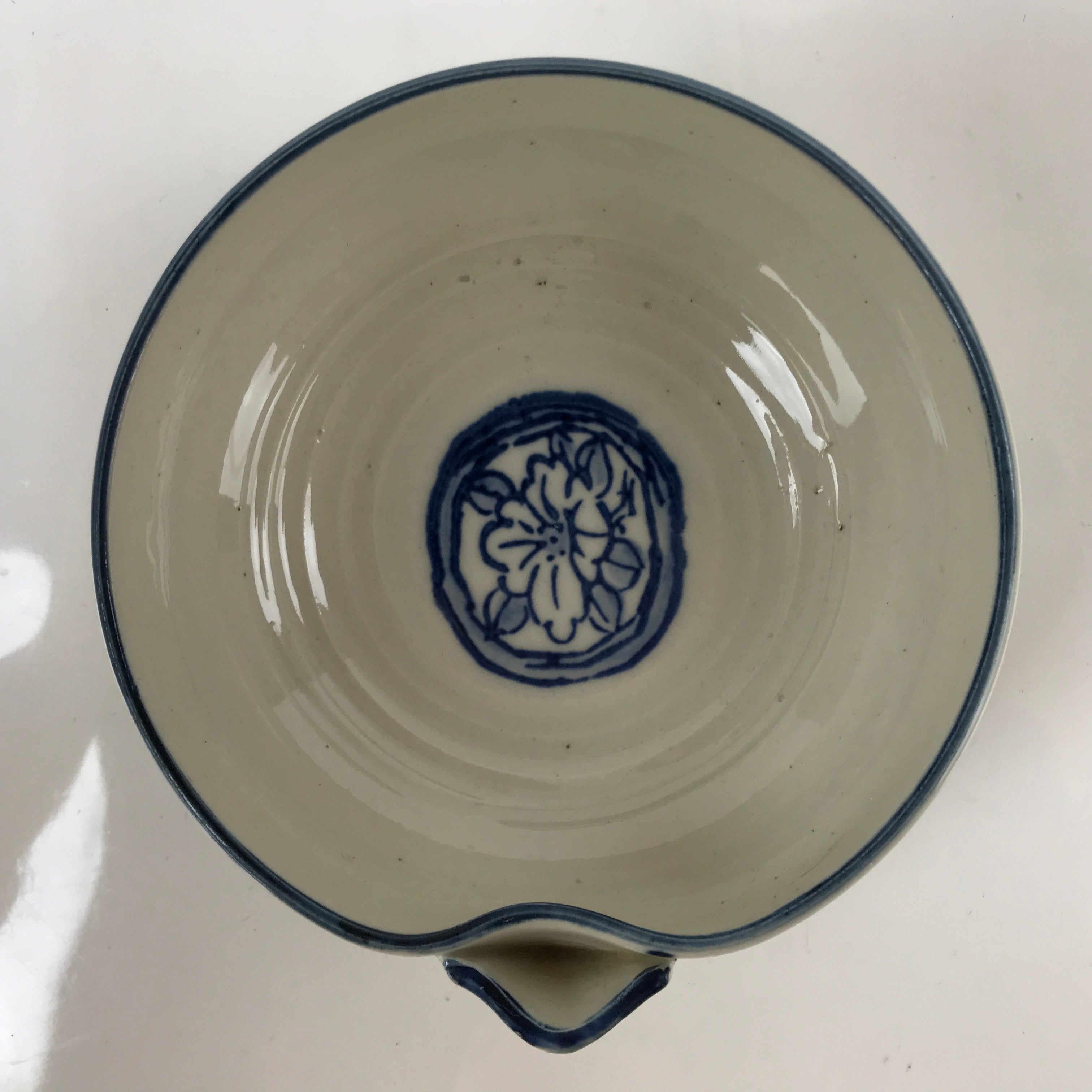 Japanese Ceramic Bowl Kobachi Vtg Side Dish Katakuchi Blue White Floral PY926