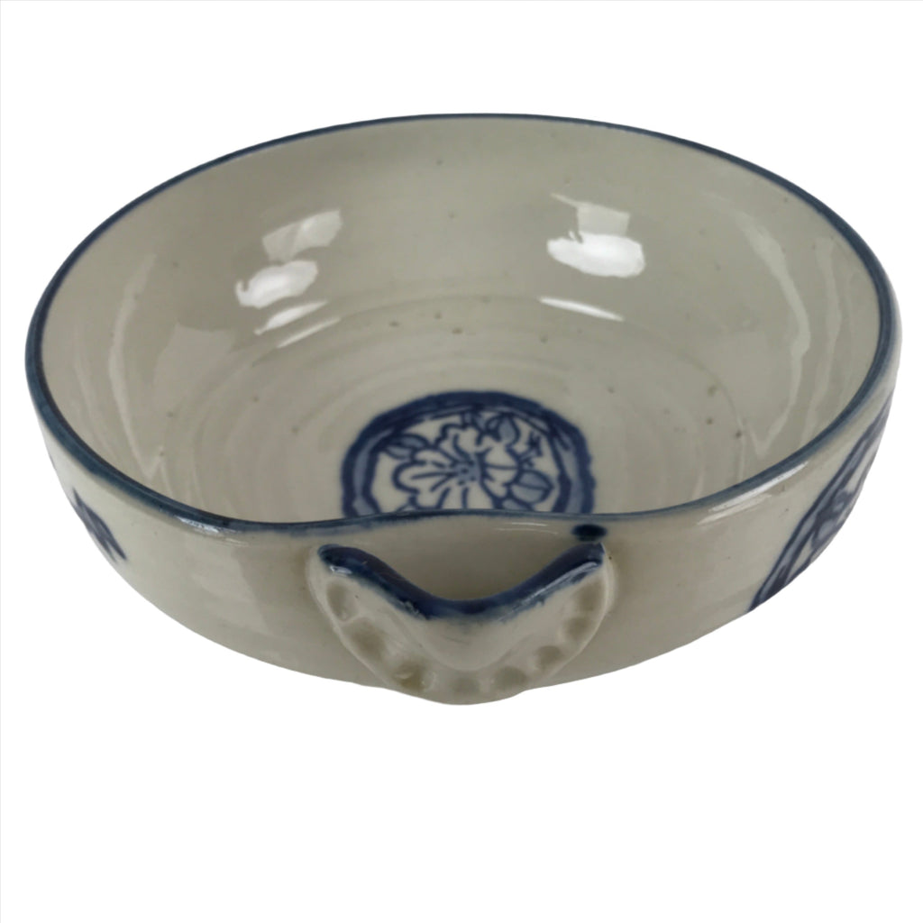 Japanese Ceramic Bowl Kobachi Vtg Side Dish Katakuchi Blue White Floral PY926