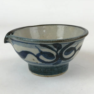 Japanese Ceramic Bowl Vtg Katakuchi Dark Blue Floral Karakusa PY606