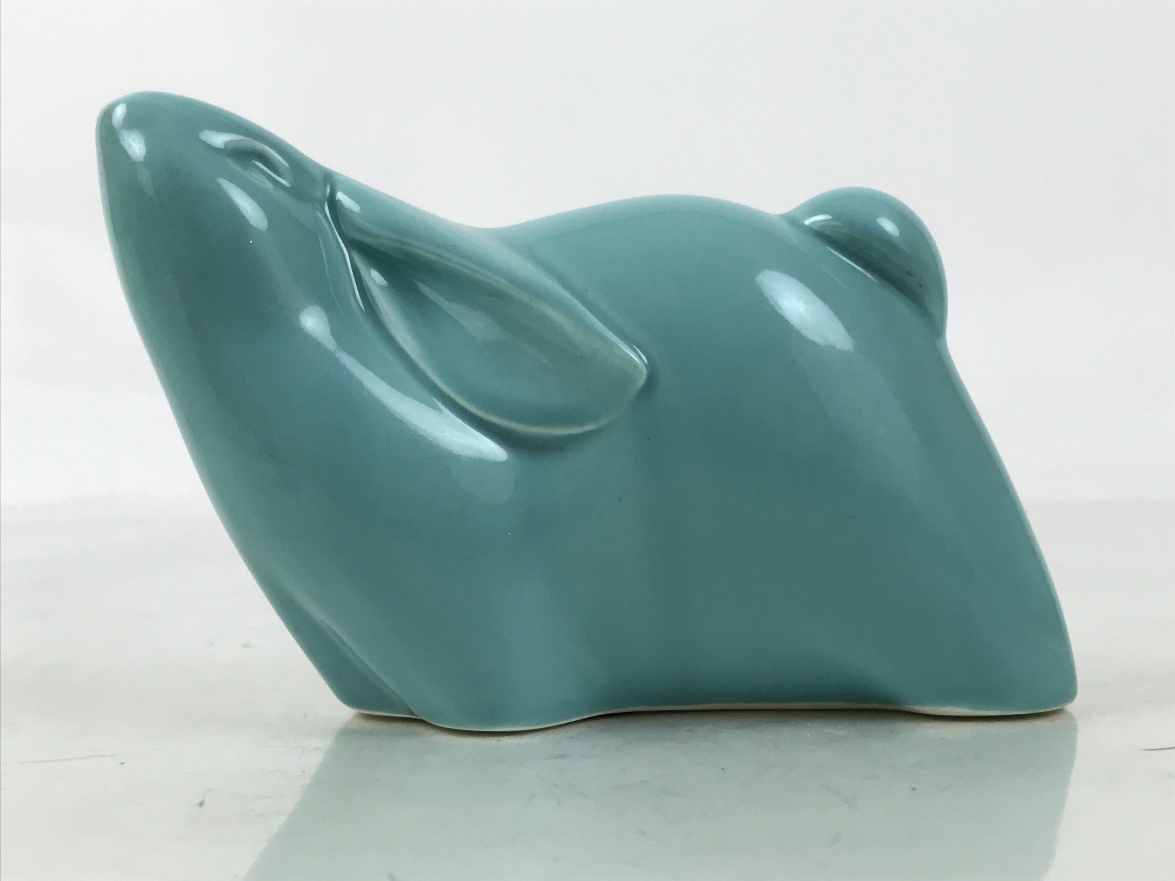Japanese Ceramic Celadon Rabbit Figurine Vtg Zodiac Usagi Okimono Statue ST71