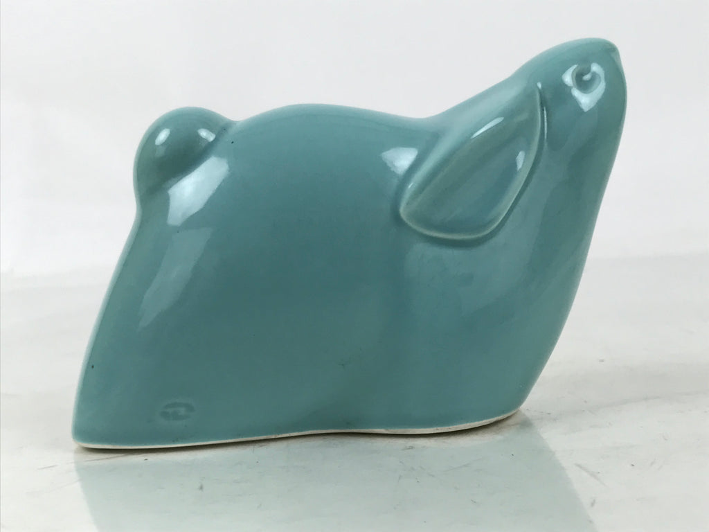 Japanese Ceramic Celadon Rabbit Figurine Vtg Zodiac Usagi Okimono Statue ST71