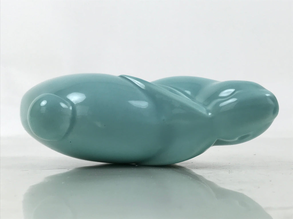 Japanese Ceramic Celadon Rabbit Figurine Vtg Zodiac Usagi Okimono Statue ST71