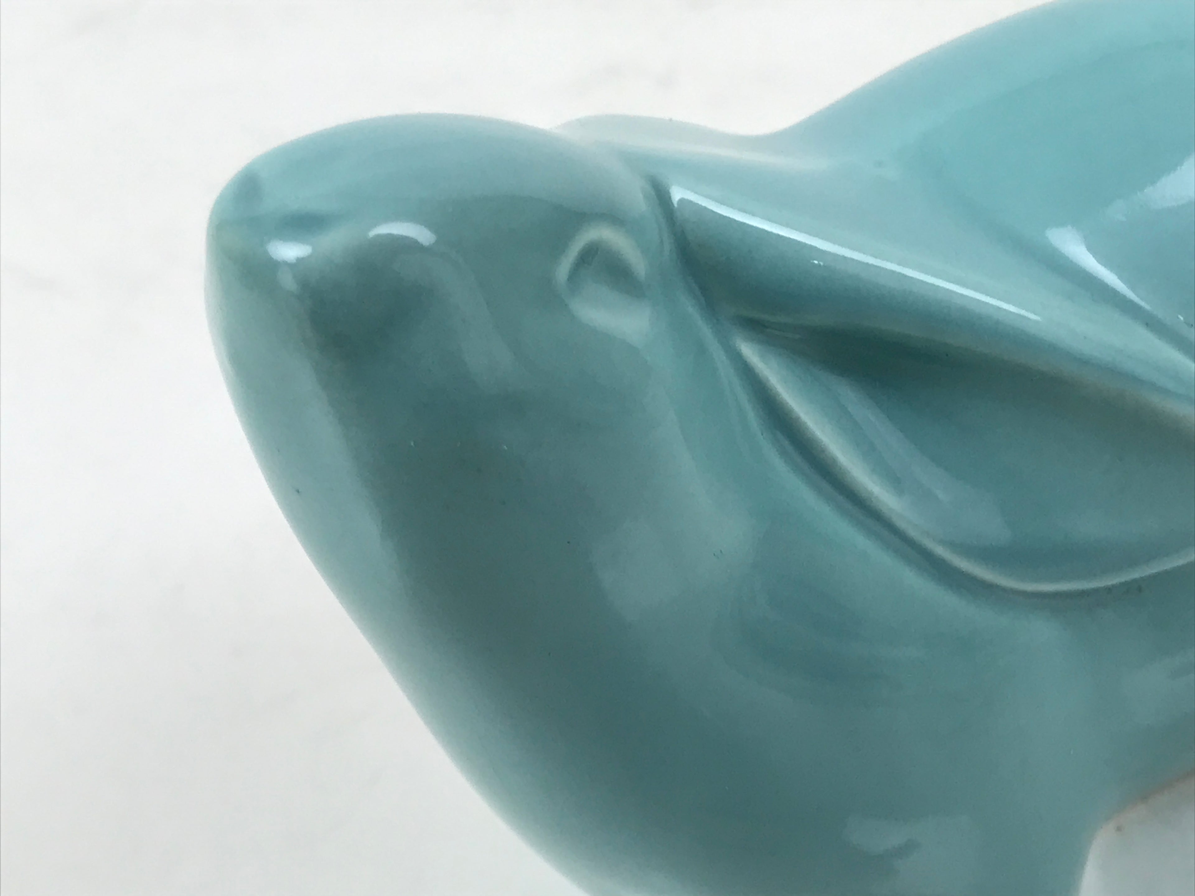 Japanese Ceramic Celadon Rabbit Figurine Vtg Zodiac Usagi Okimono Statue ST71