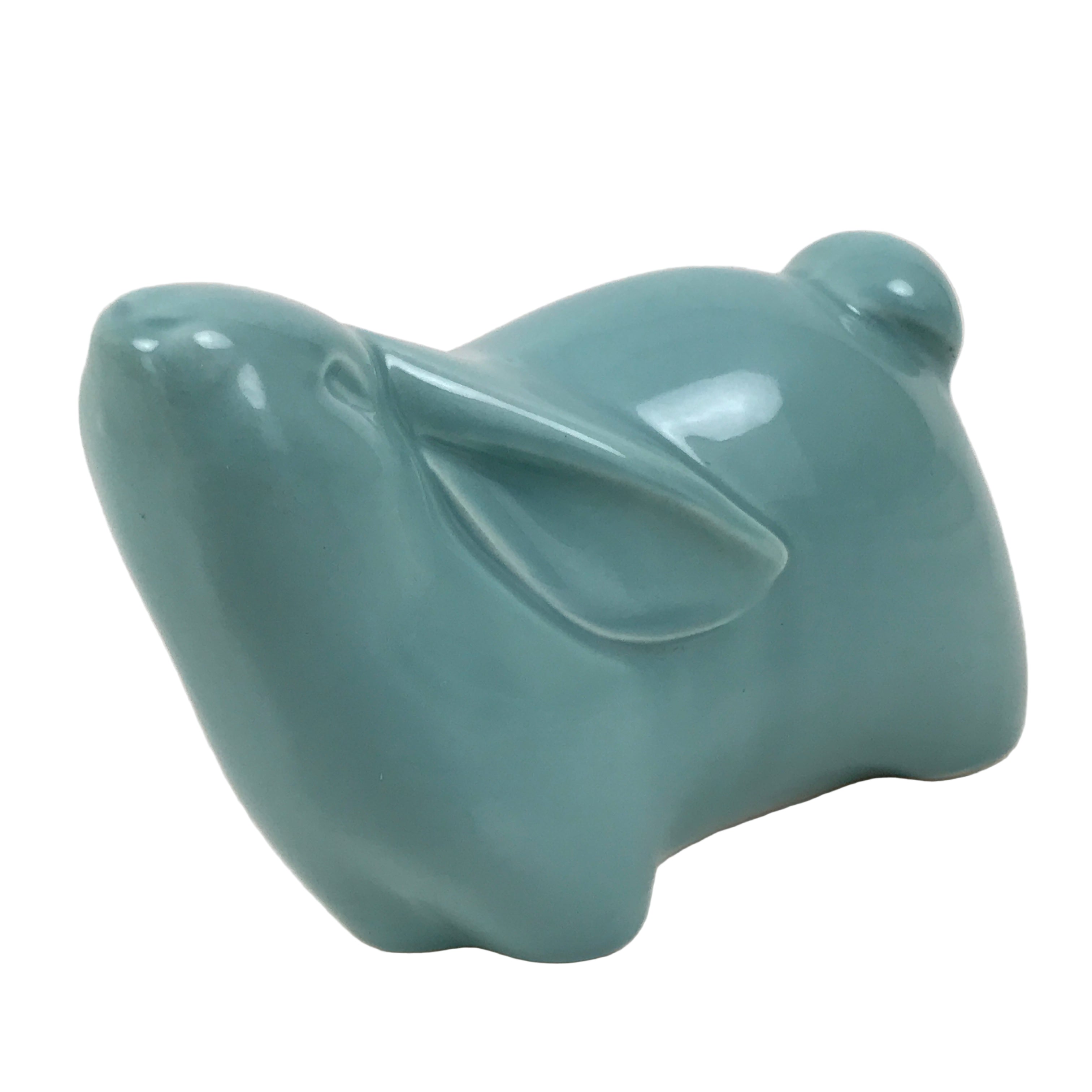 Japanese Ceramic Celadon Rabbit Figurine Vtg Zodiac Usagi Okimono Statue ST71