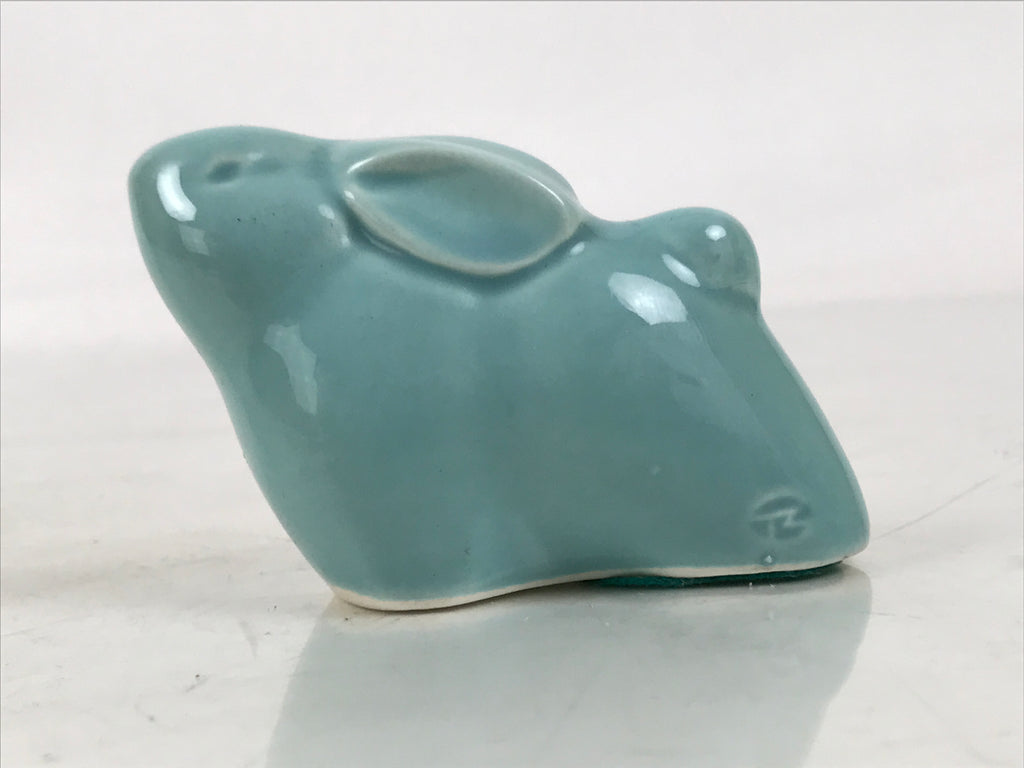 Japanese Ceramic Celadon Rabbit Figurine Vtg Zodiac Usagi Okimono Statue ST72