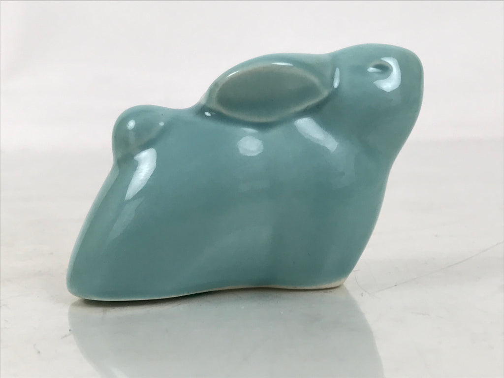 Japanese Ceramic Celadon Rabbit Figurine Vtg Zodiac Usagi Okimono Statue ST72