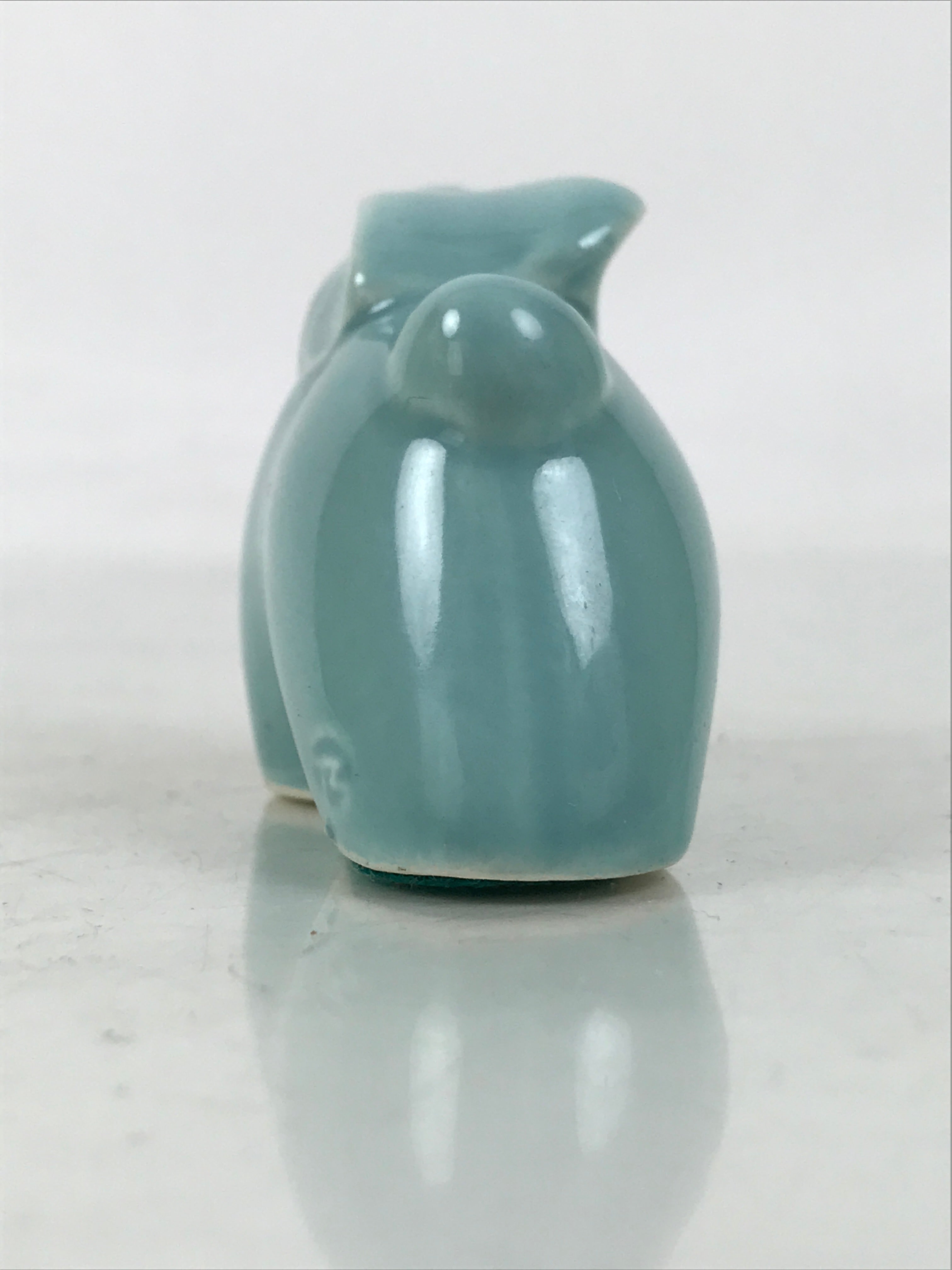 Japanese Ceramic Celadon Rabbit Figurine Vtg Zodiac Usagi Okimono Statue ST72