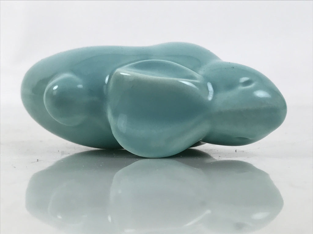 Japanese Ceramic Celadon Rabbit Figurine Vtg Zodiac Usagi Okimono Statue ST72