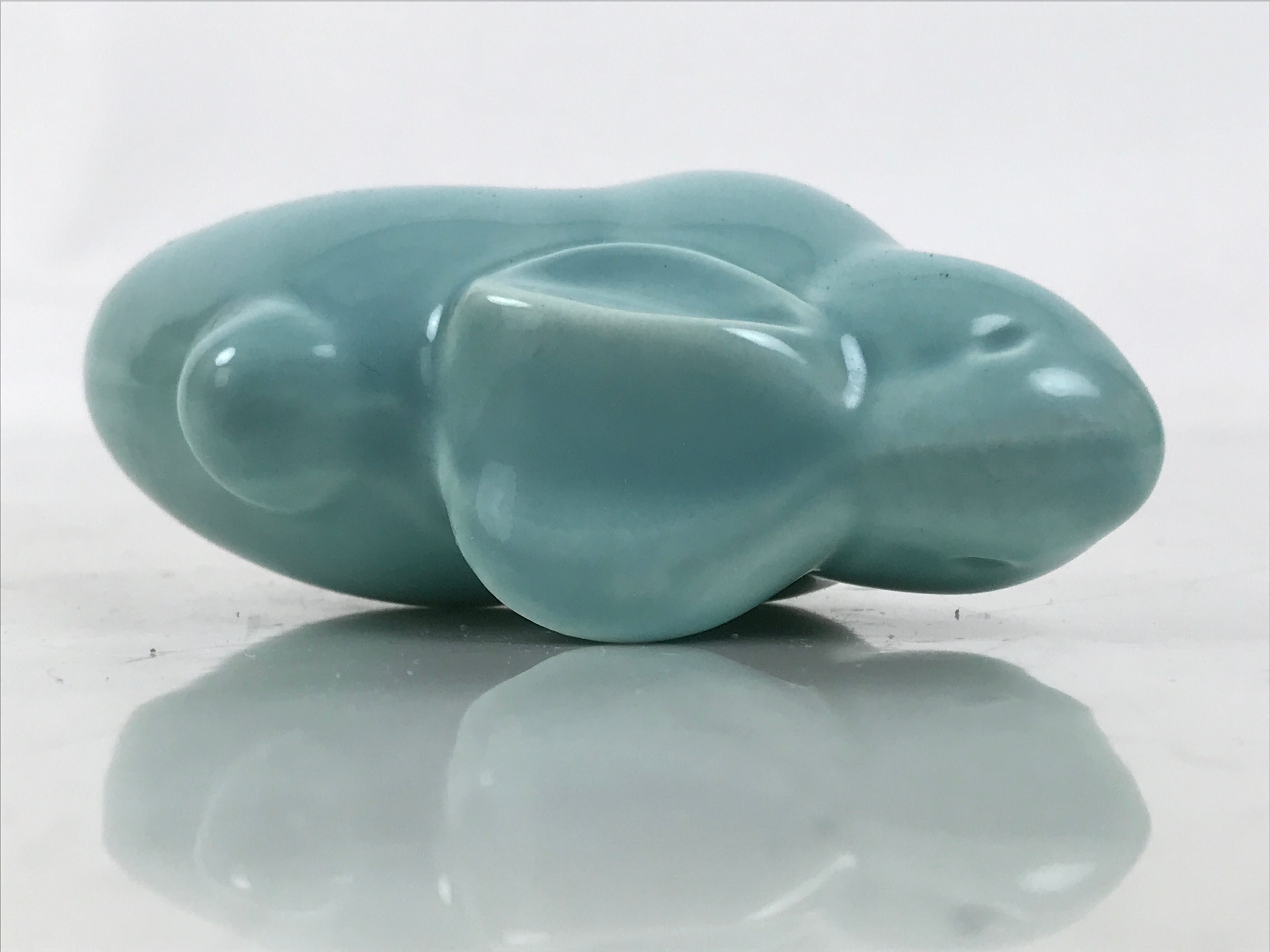 Japanese Ceramic Celadon Rabbit Figurine Vtg Zodiac Usagi Okimono Statue ST72