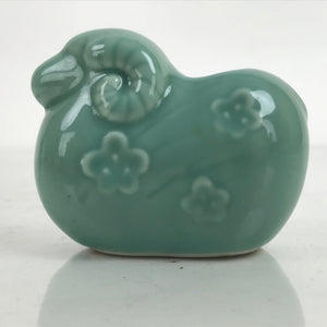 Japanese Ceramic Celadon Sheep Figure Vtg Zodiac Small Hitsuji Decoration BD990