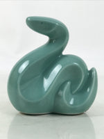 Japanese Ceramic Celadon Snake Figurine Vtg Zodiac Hebi Okimono Statue ST73