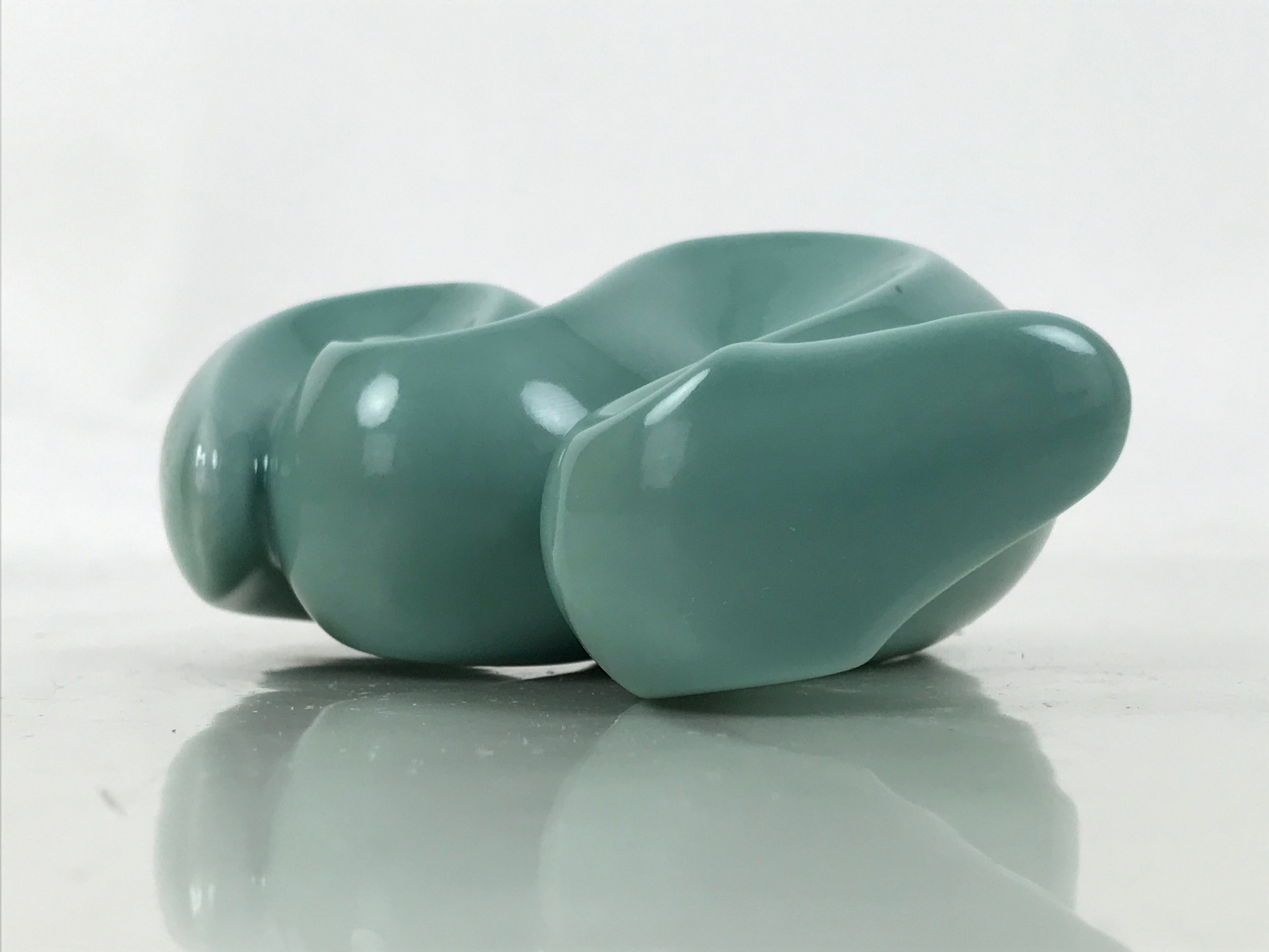 Japanese Ceramic Celadon Snake Figurine Vtg Zodiac Hebi Okimono Statue ST73