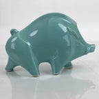 Japanese Ceramic Celadon Wild Boar Figure Vtg Zodiac Inoshishi Decoration BD989
