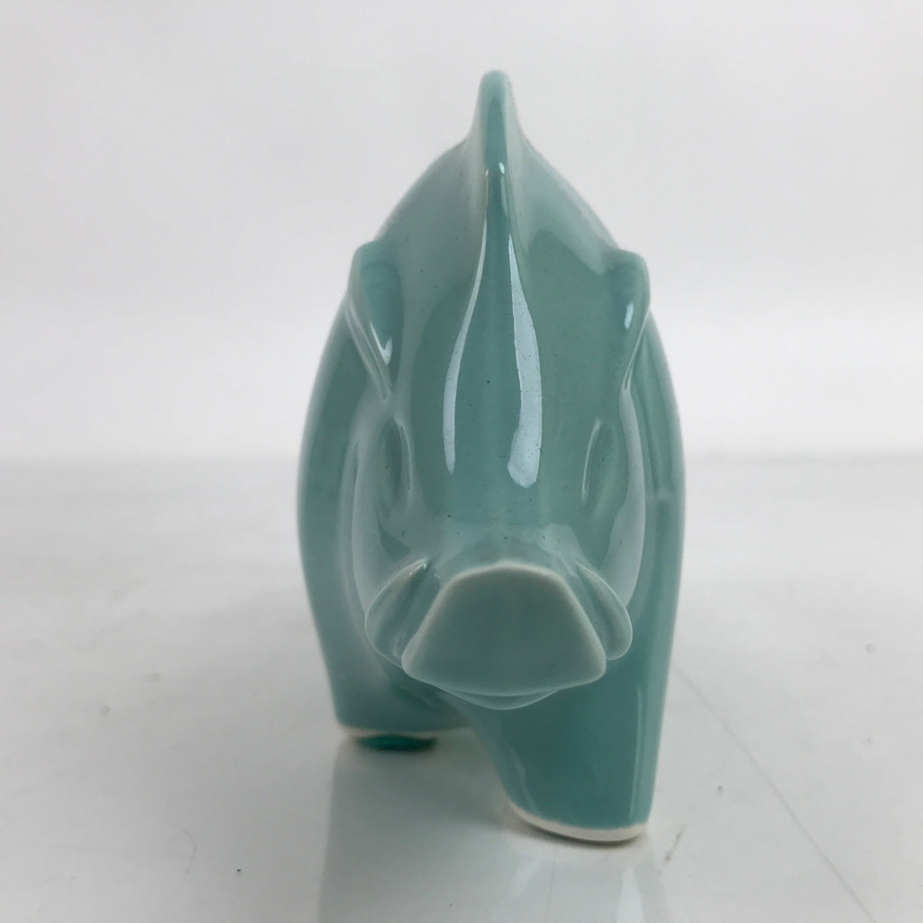 Japanese Ceramic Celadon Wild Boar Figure Vtg Zodiac Inoshishi Decoration BD989