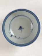 Japanese Ceramic Chawan Lidded Bowl Vtg White Blue Floral Design Pottery PY500