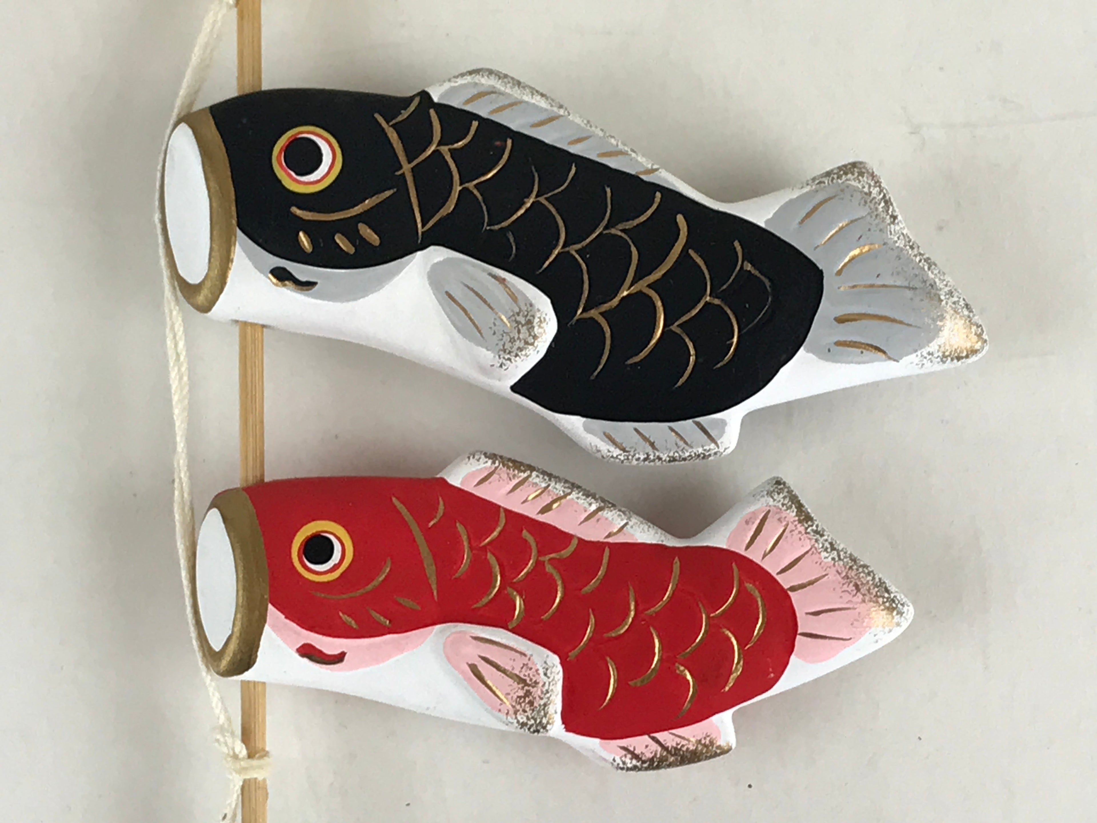 Japanese Ceramic Clay Doll Boy's Day Koinobori Indoor Decoration Carp Streamer I