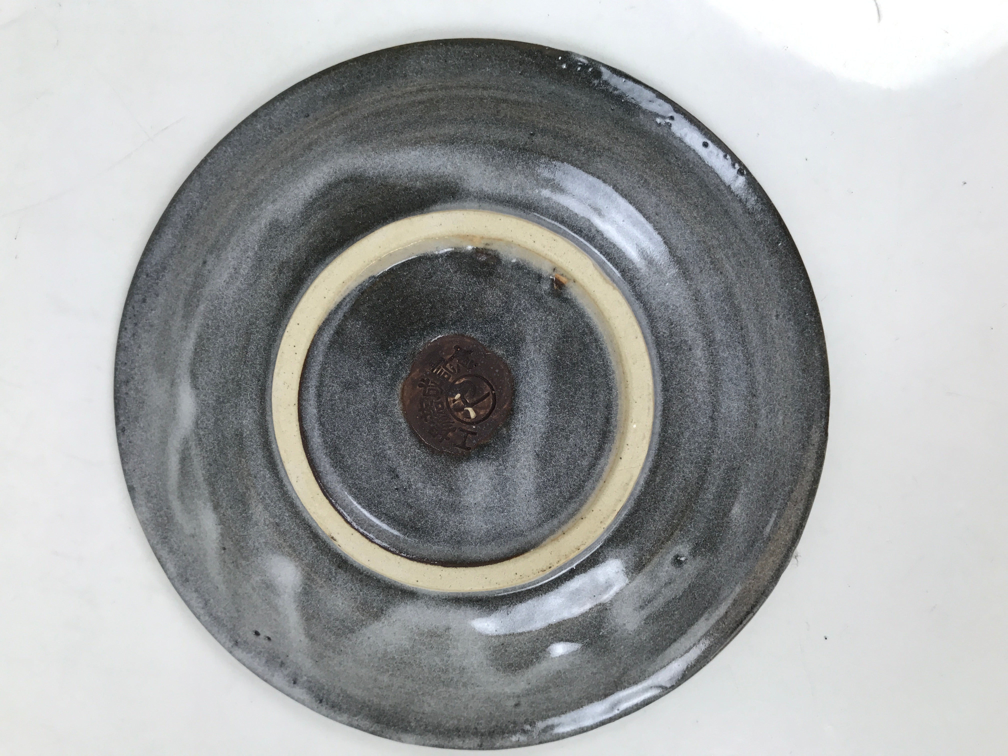 Japanese Ceramic Coffee Cup W/ Saucer Vtg Commemorative Teacup Gray White Y420