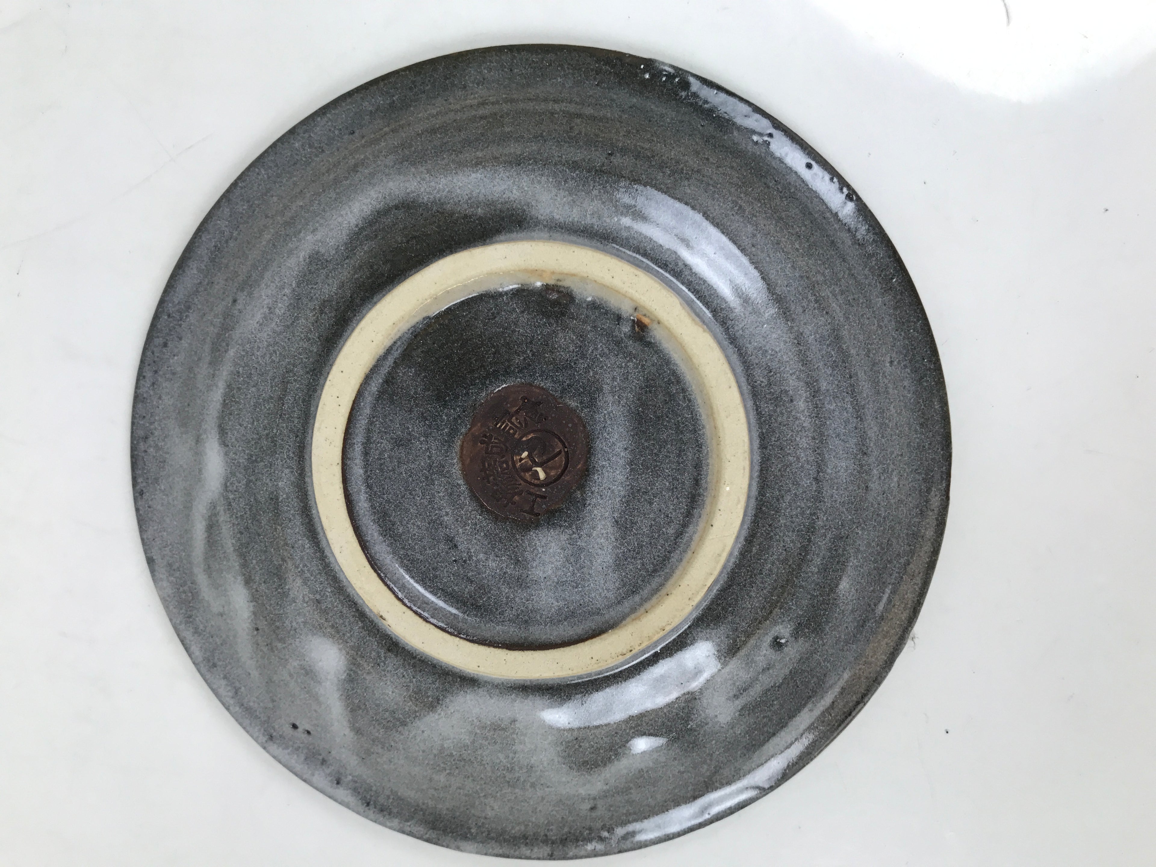 Japanese Ceramic Coffee Cup W/ Saucer Vtg Commemorative Teacup Gray White Y420