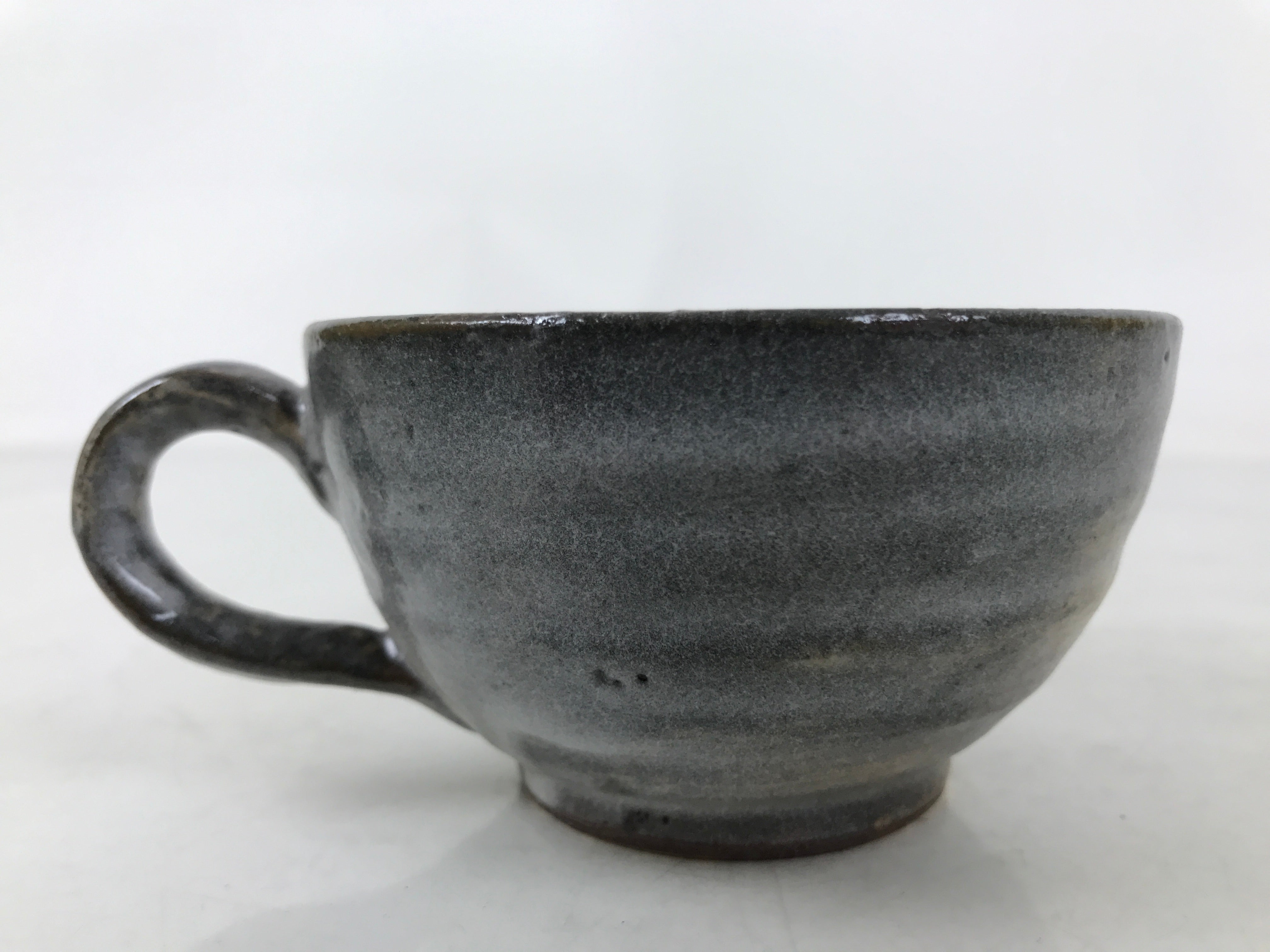 Japanese Ceramic Coffee Cup W/ Saucer Vtg Commemorative Teacup Gray White Y420