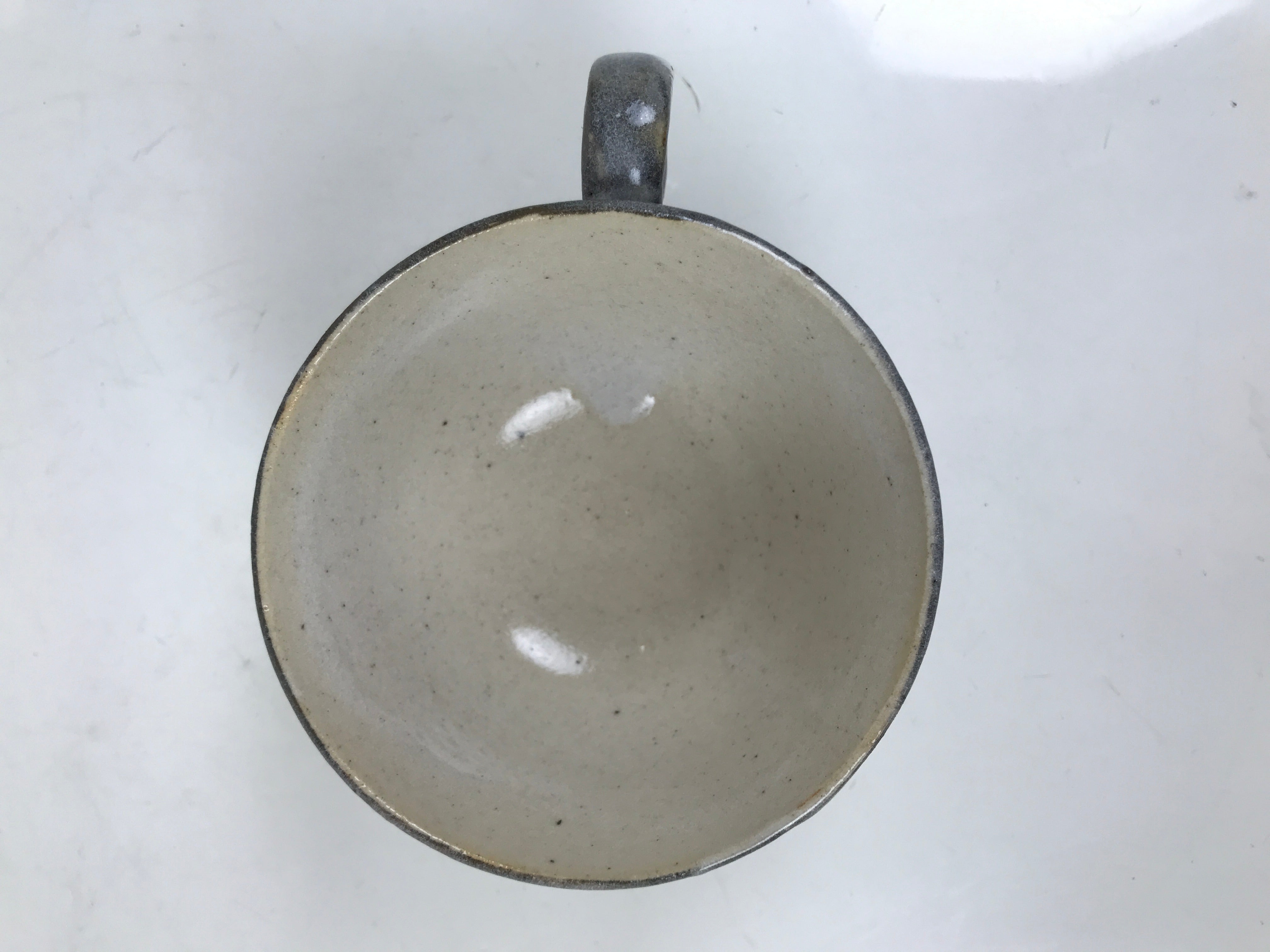 Japanese Ceramic Coffee Cup W/ Saucer Vtg Commemorative Teacup Gray White Y420