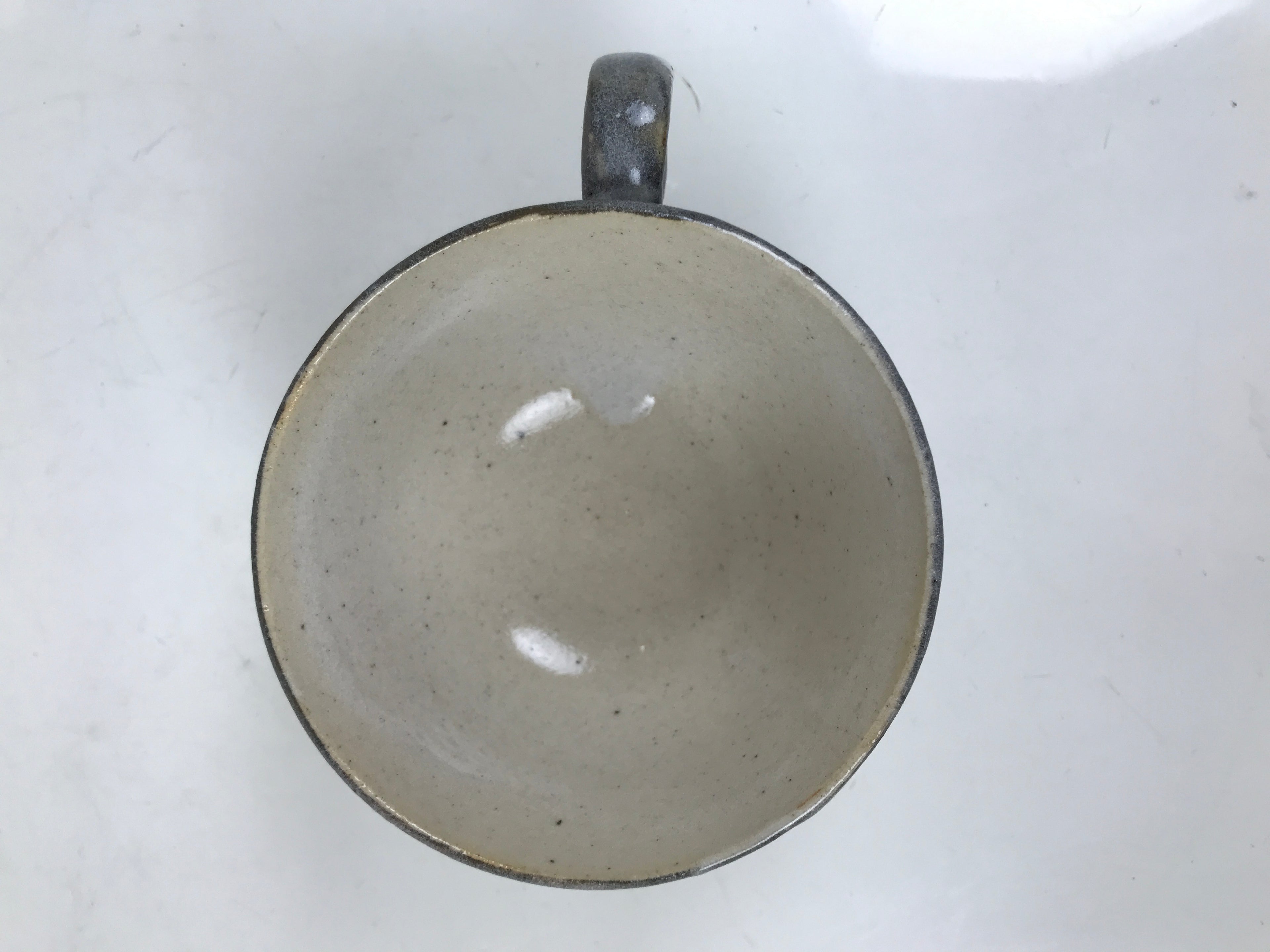 Japanese Ceramic Coffee Cup W/ Saucer Vtg Commemorative Teacup Gray White Y420